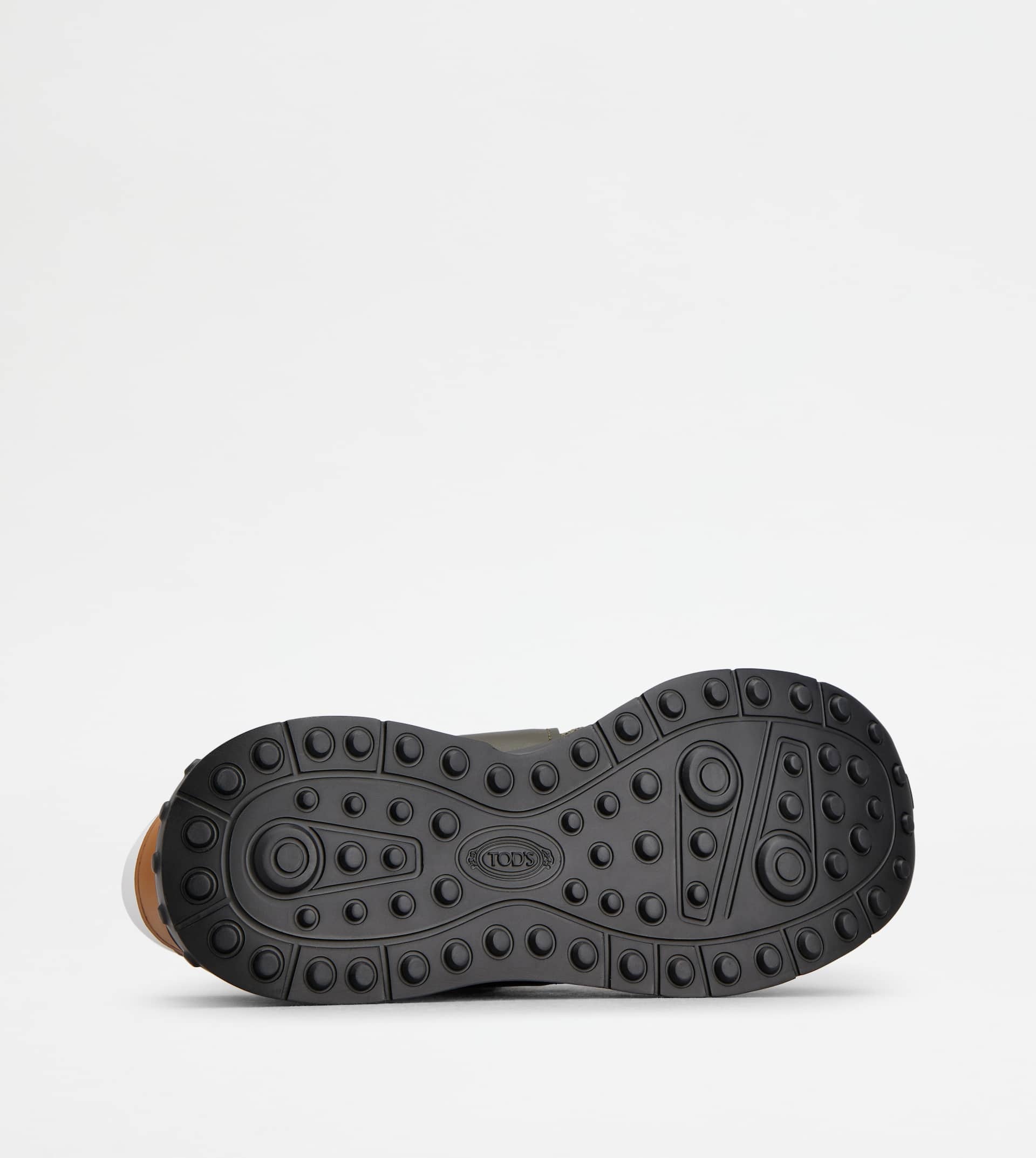 SNEAKERS IN LEATHER AND TECHNICAL FABRIC - BROWN, GREEN - 4