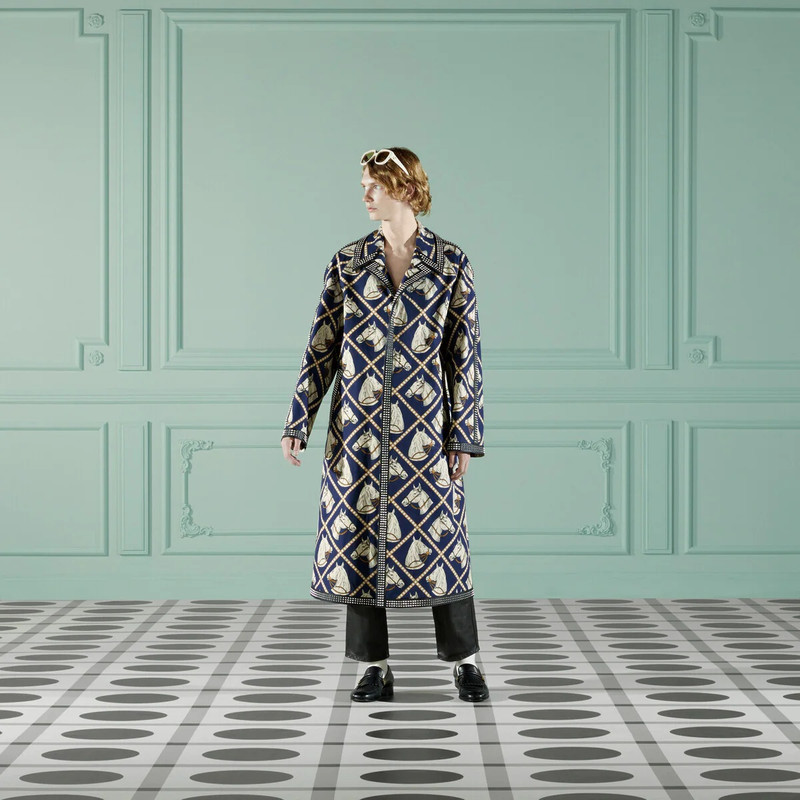 Equestrian print cotton coat 6