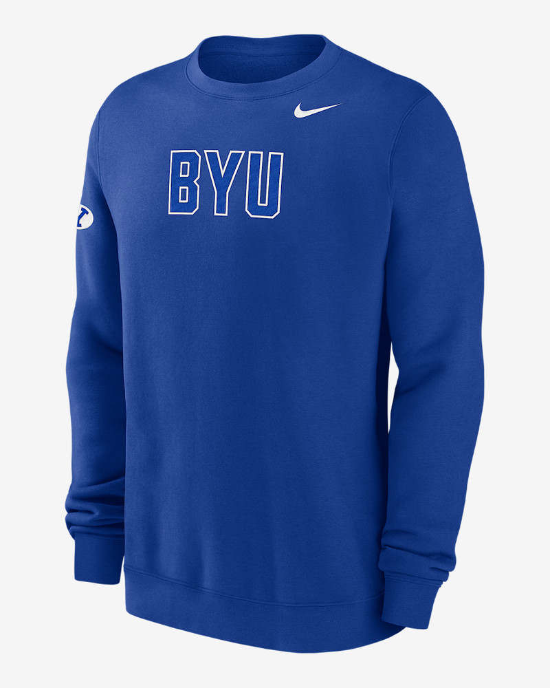 BYU Club Fleece Men's Nike College Crew-Neck Sweatshirt 1