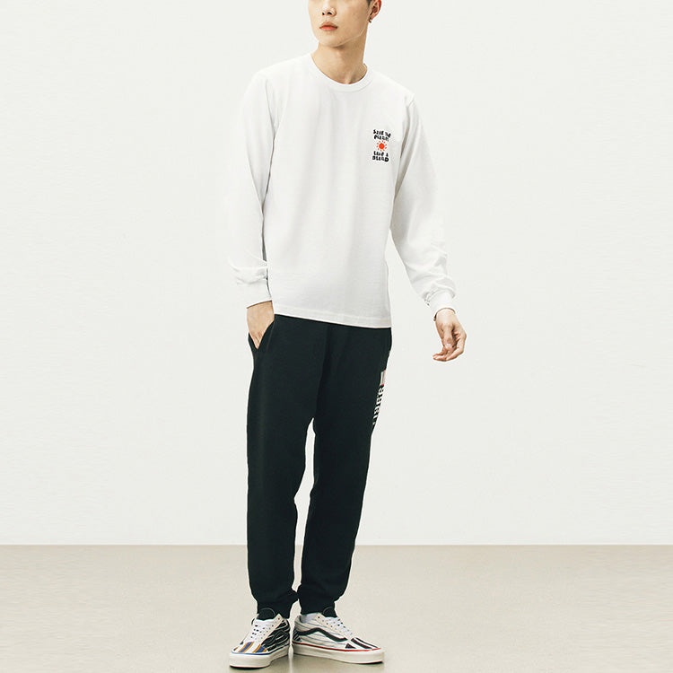 Men's Vans Earth Pattern Printing Round Neck Long Sleeves White T-Shirt VN0A5E870VW - 5