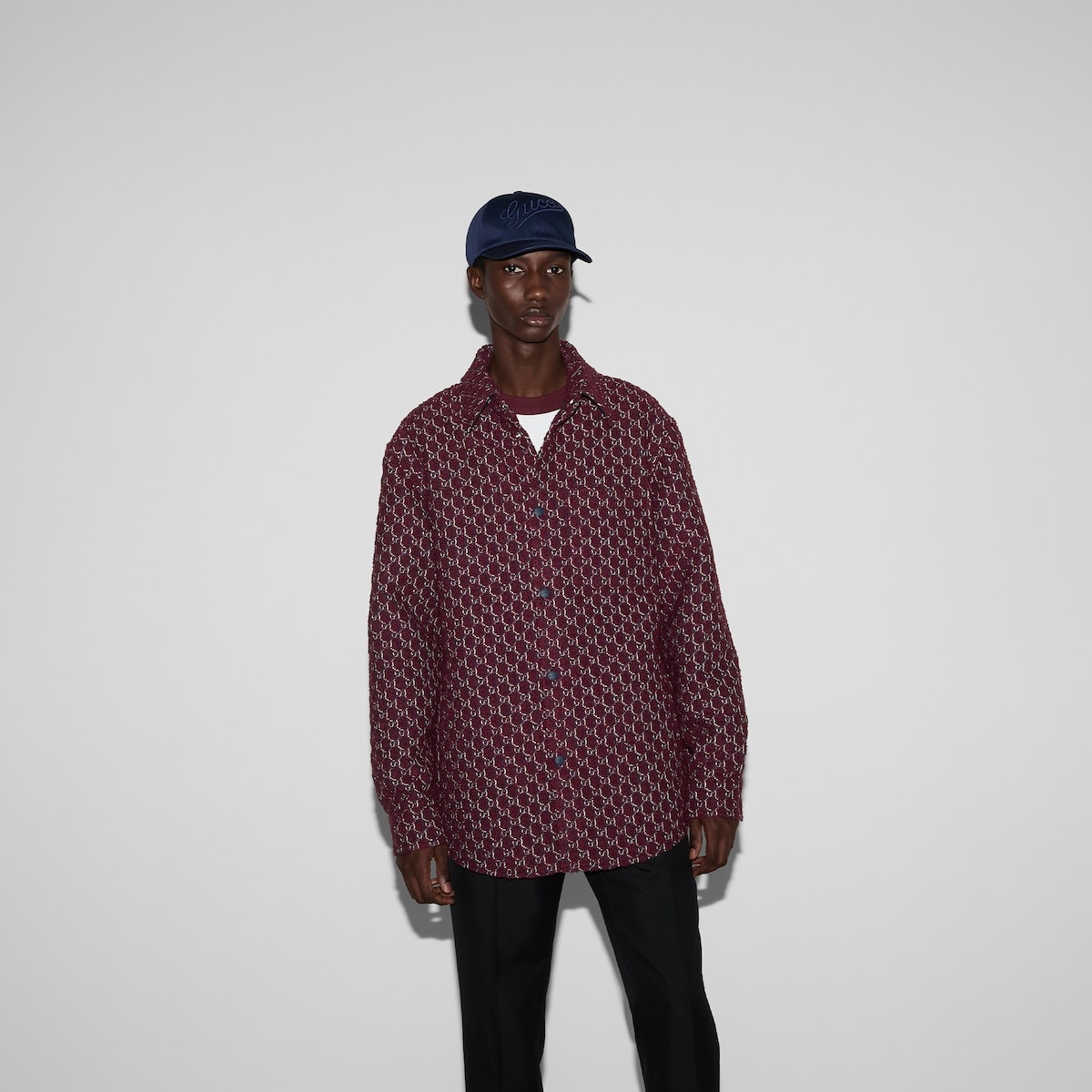Bouclé wool jacquard shirt with GG Shadow - 3