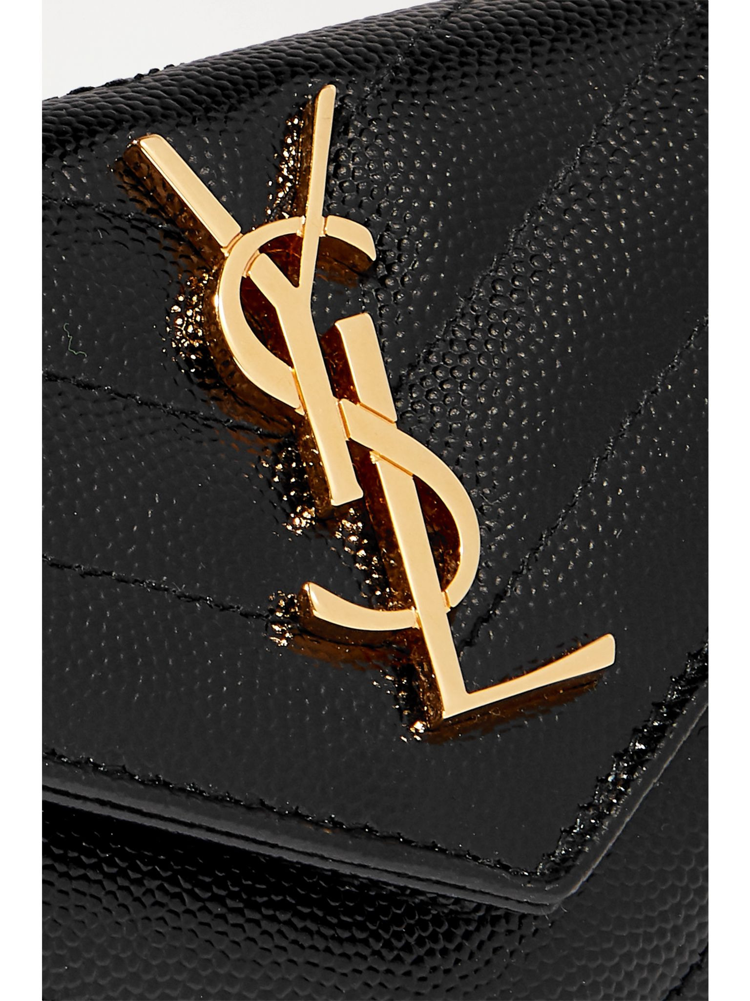 Monogramme Envelope quilted textured-leather wallet Black - 4