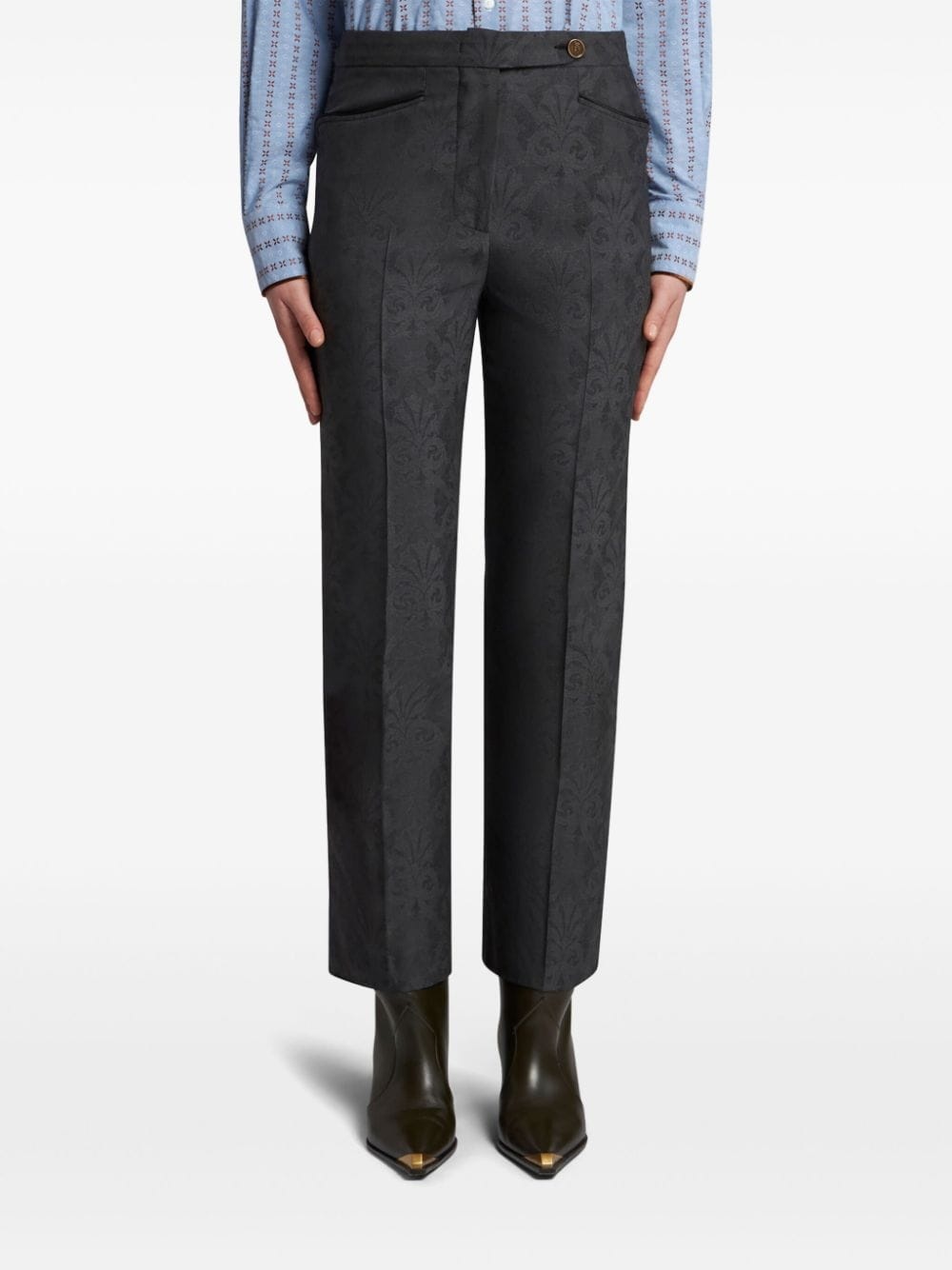 floral-jacquard trousers - 3