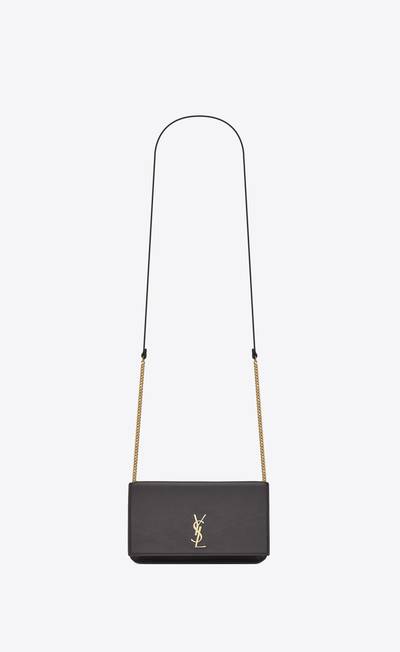 SAINT LAURENT monogram phone holder with strap in smooth leather outlook