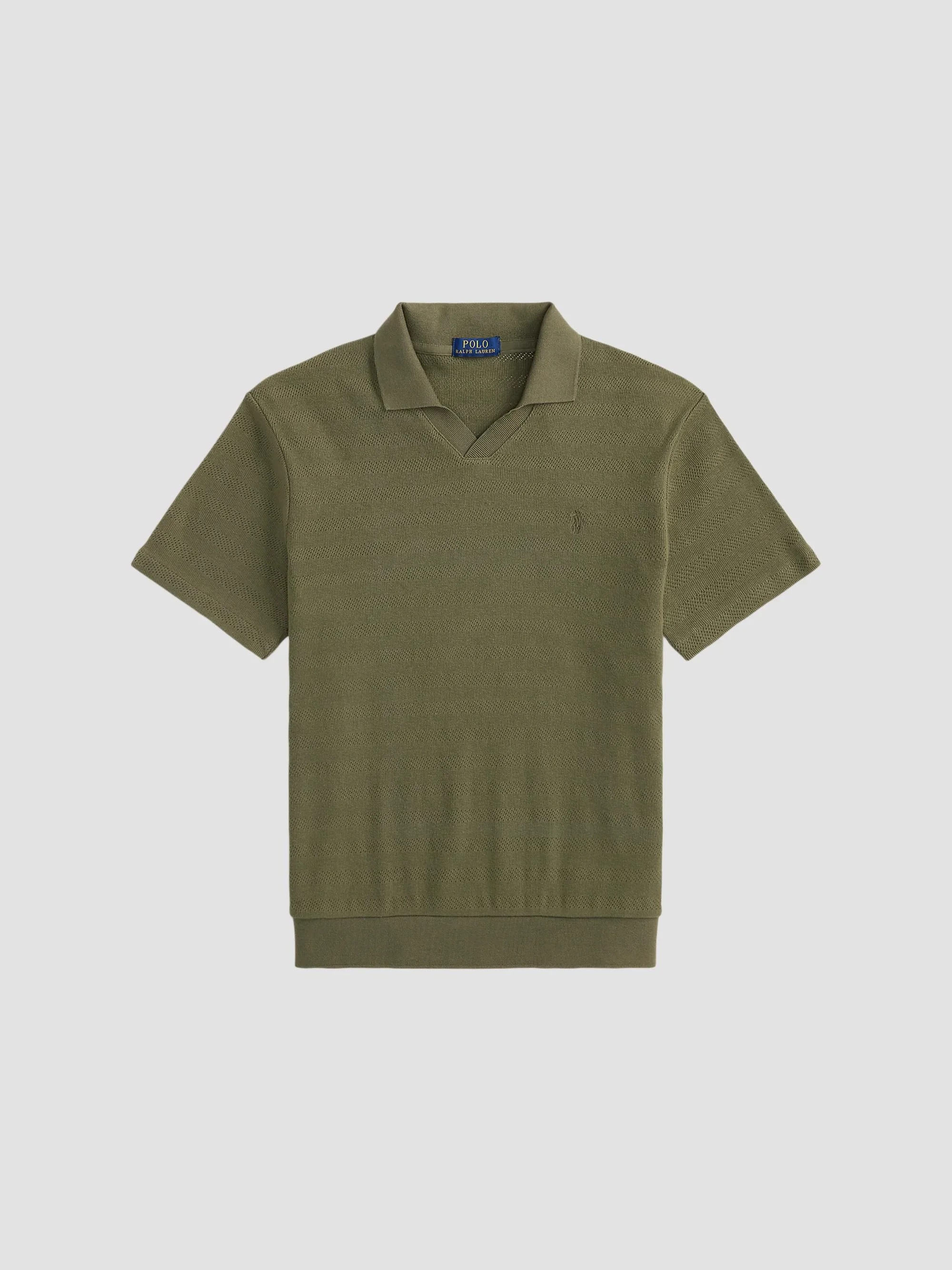 Men's Pointelle-Ribbed Polo Shirt - Outdoors Olive - 1