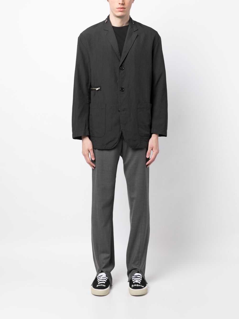 textured single-breasted blazer - 2