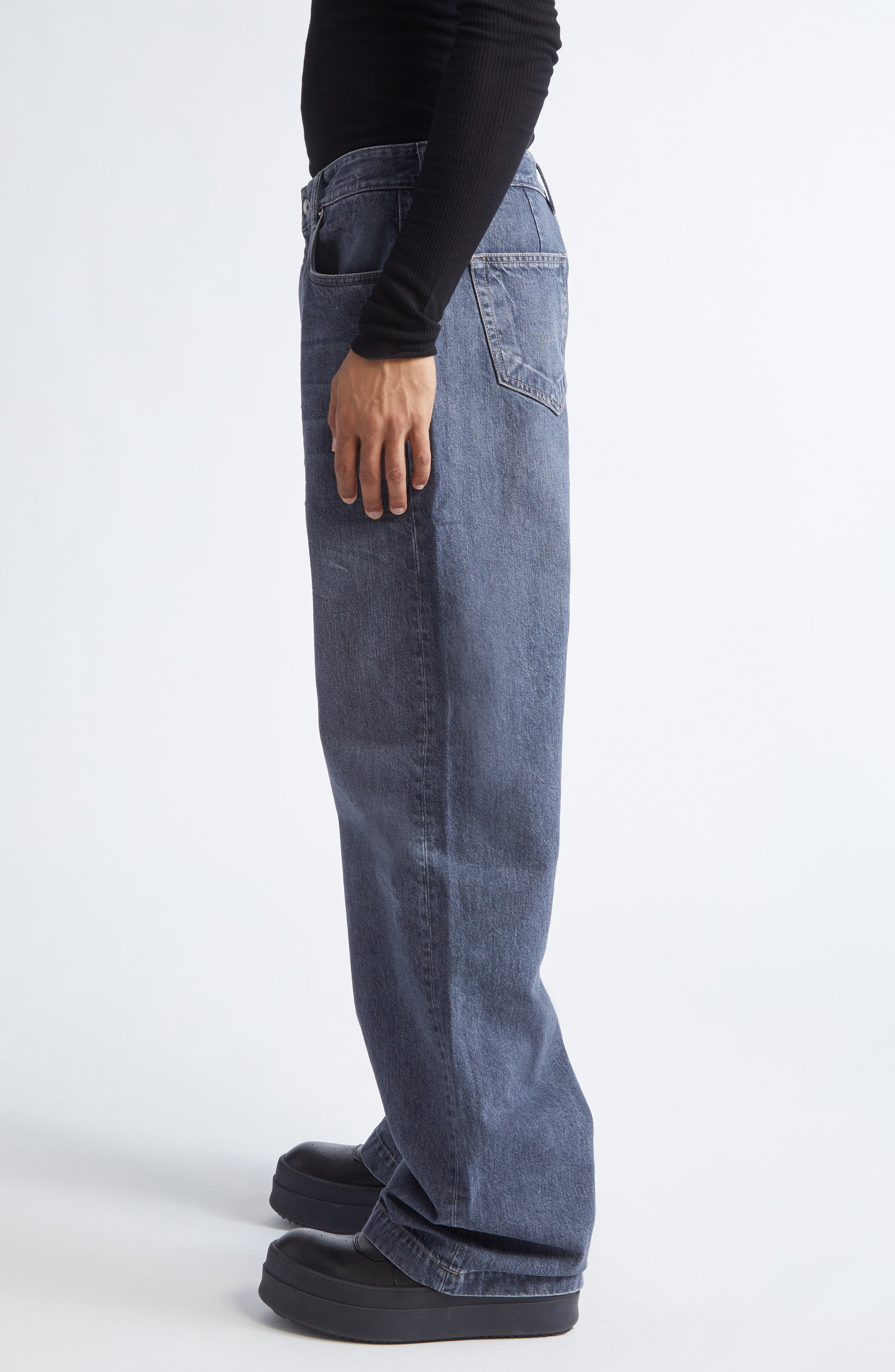 Rick Owens DRKSHDW Geth Wide Leg Jeans in Washed Grey at Nordstrom - 4