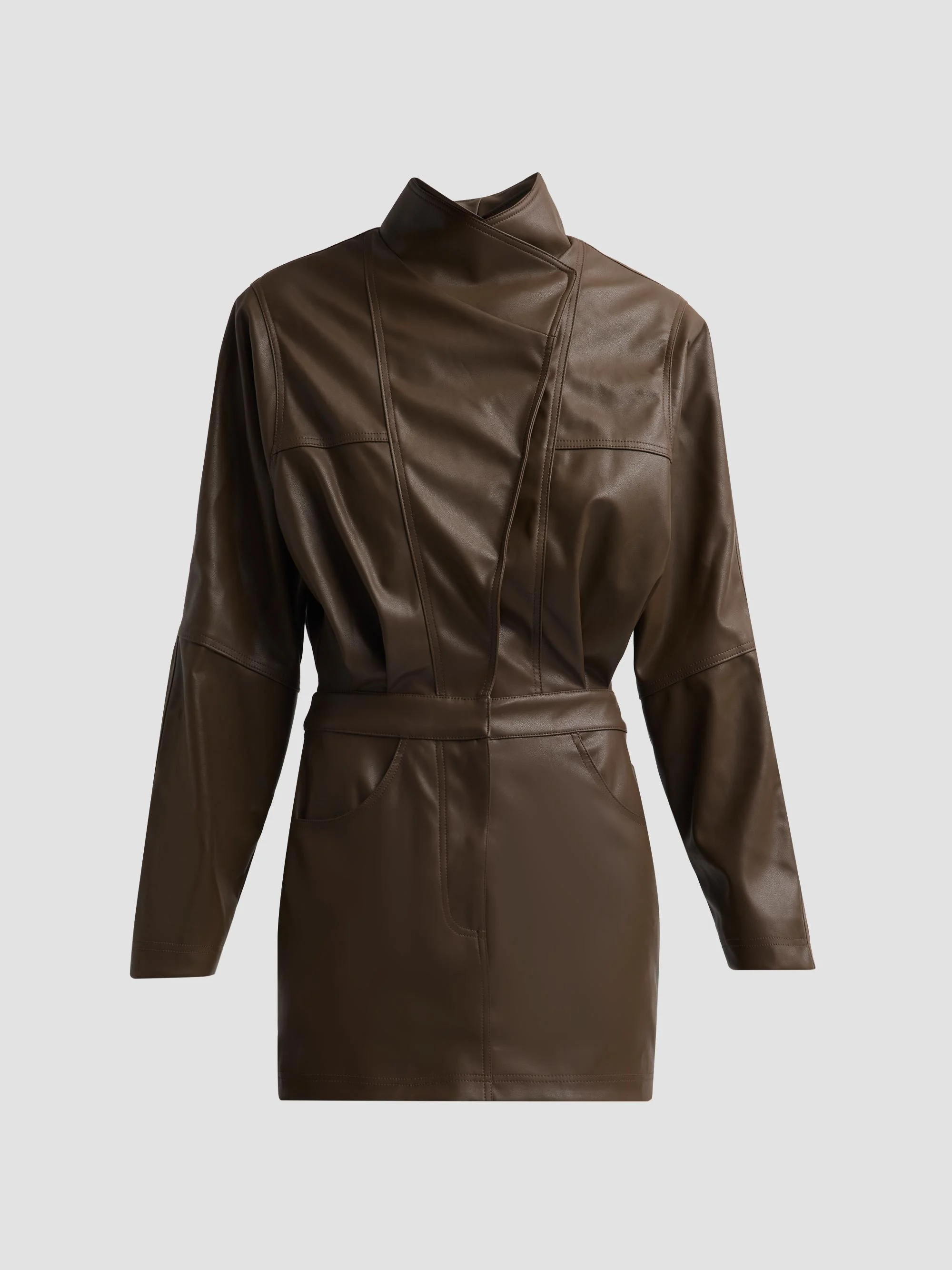 Women's Maddix Faux Leather Mini Dress - Dark Brown - 1