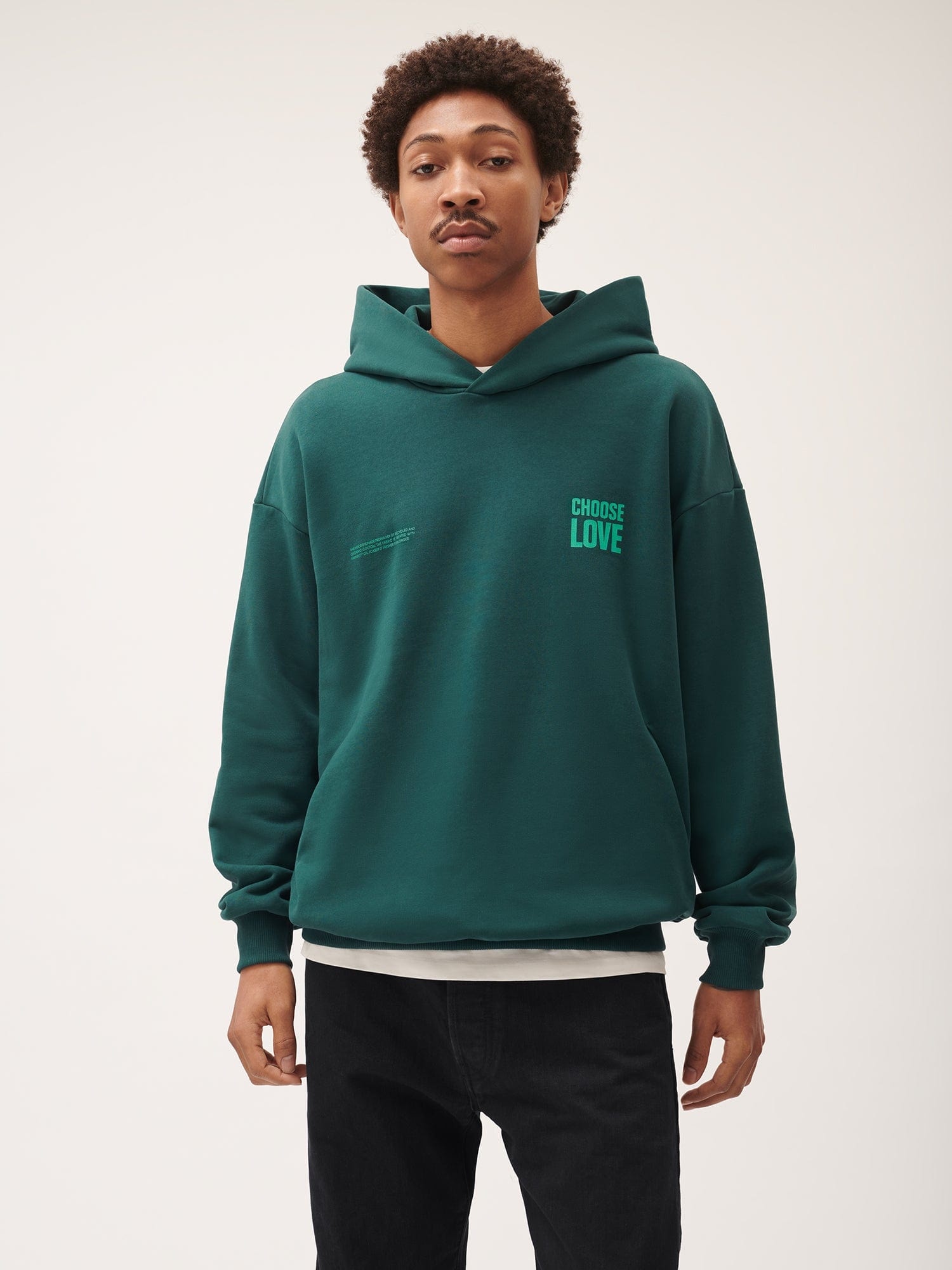 Mens Choose Love Heavyweight Hoodie - Foliage Green - 2