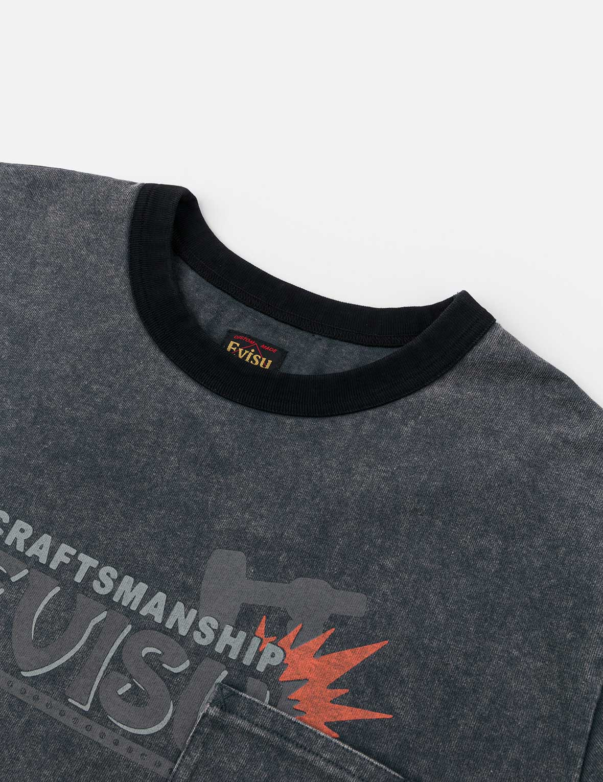 EVISU Workwear Print Relax Fit Ringer T-shirt - 8