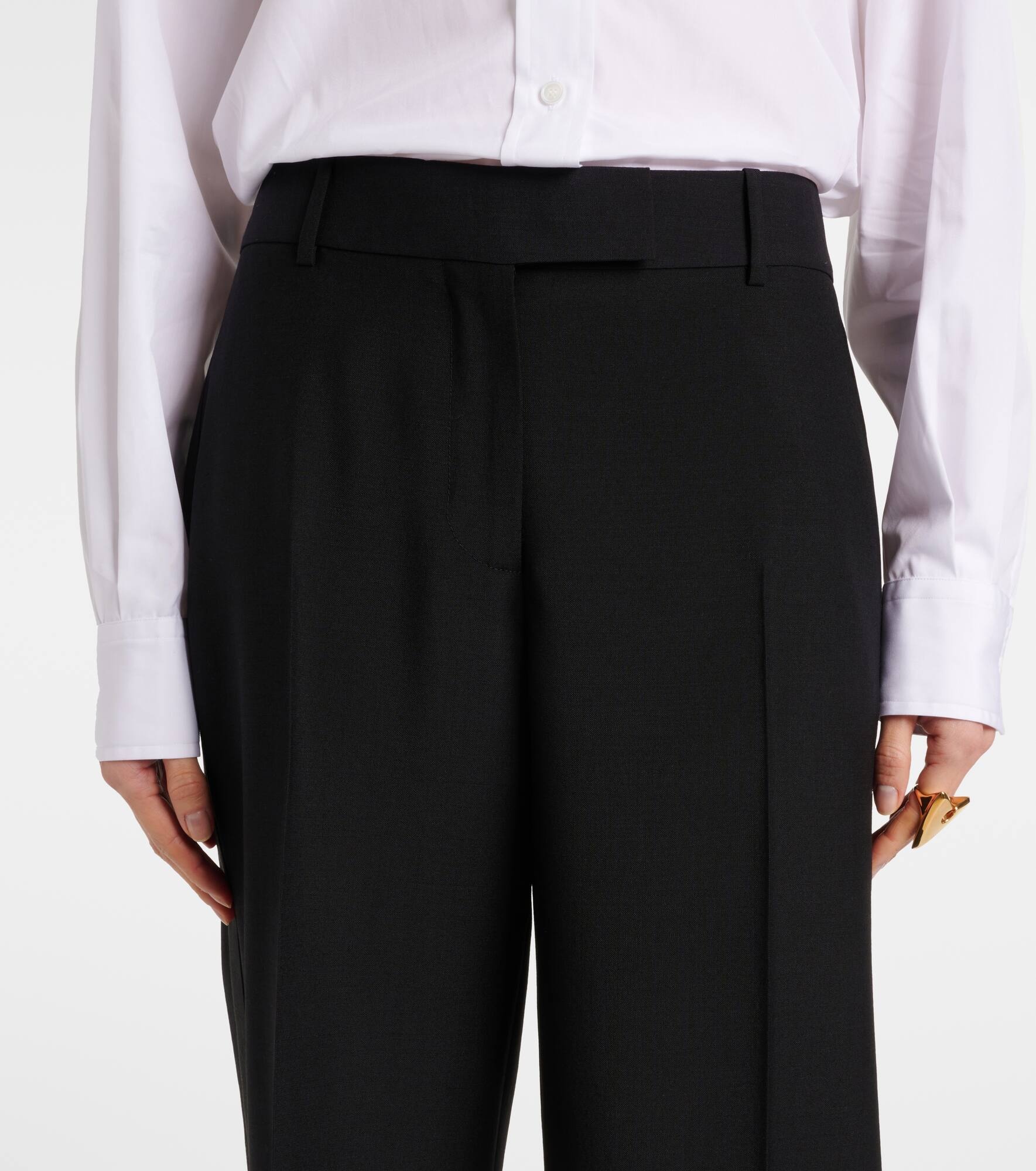Wool and mohair wide-leg tuxedo pants - 4
