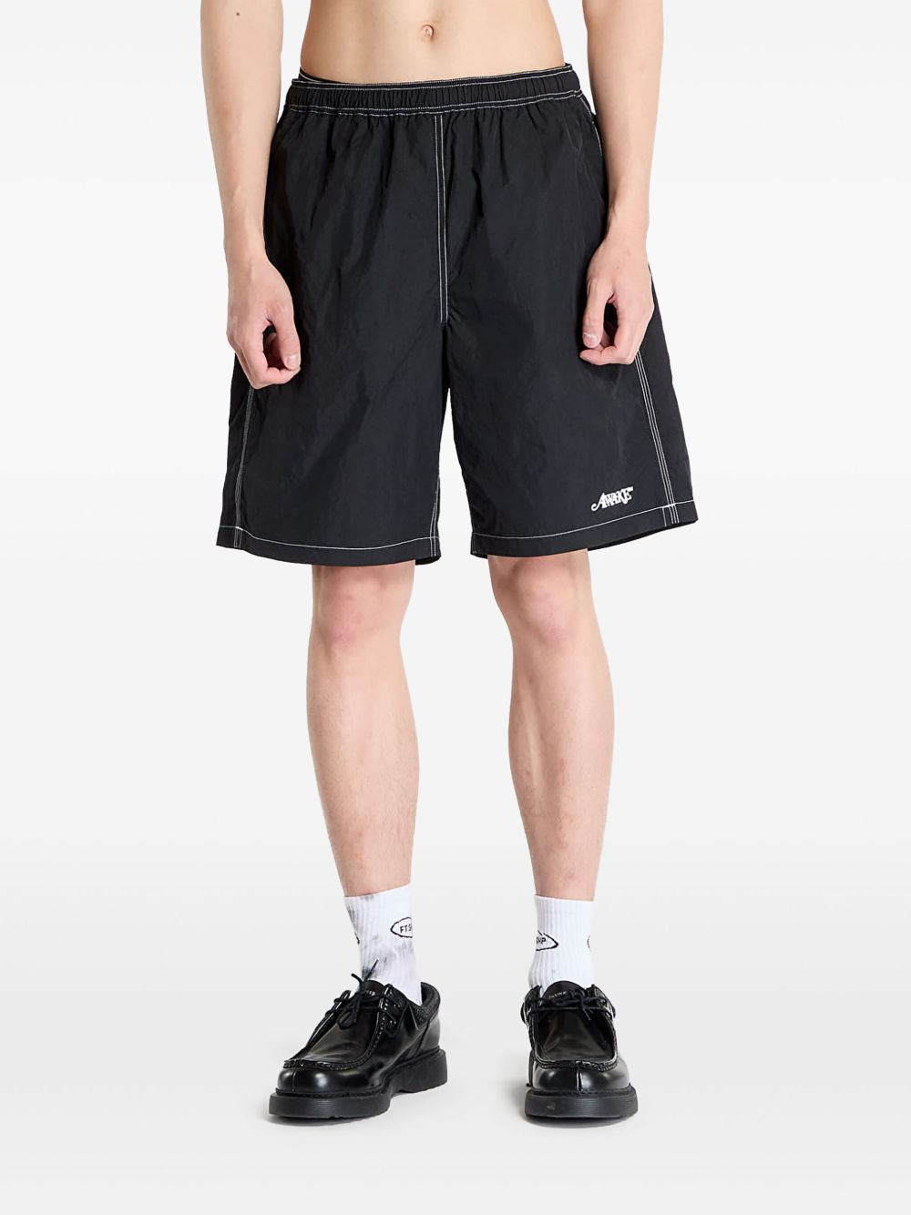 contrast-stitch swim shorts - 3