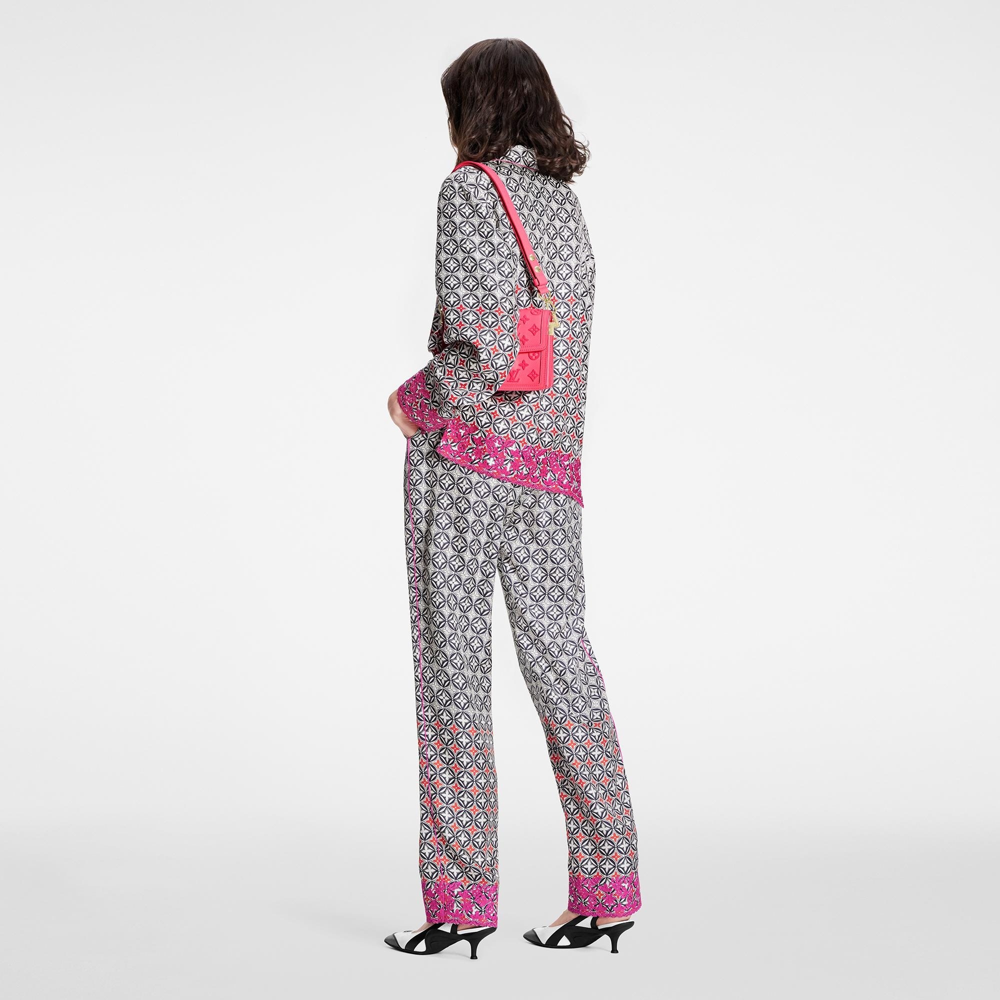 Geometric Monogram Flower Pajama Pants - 3