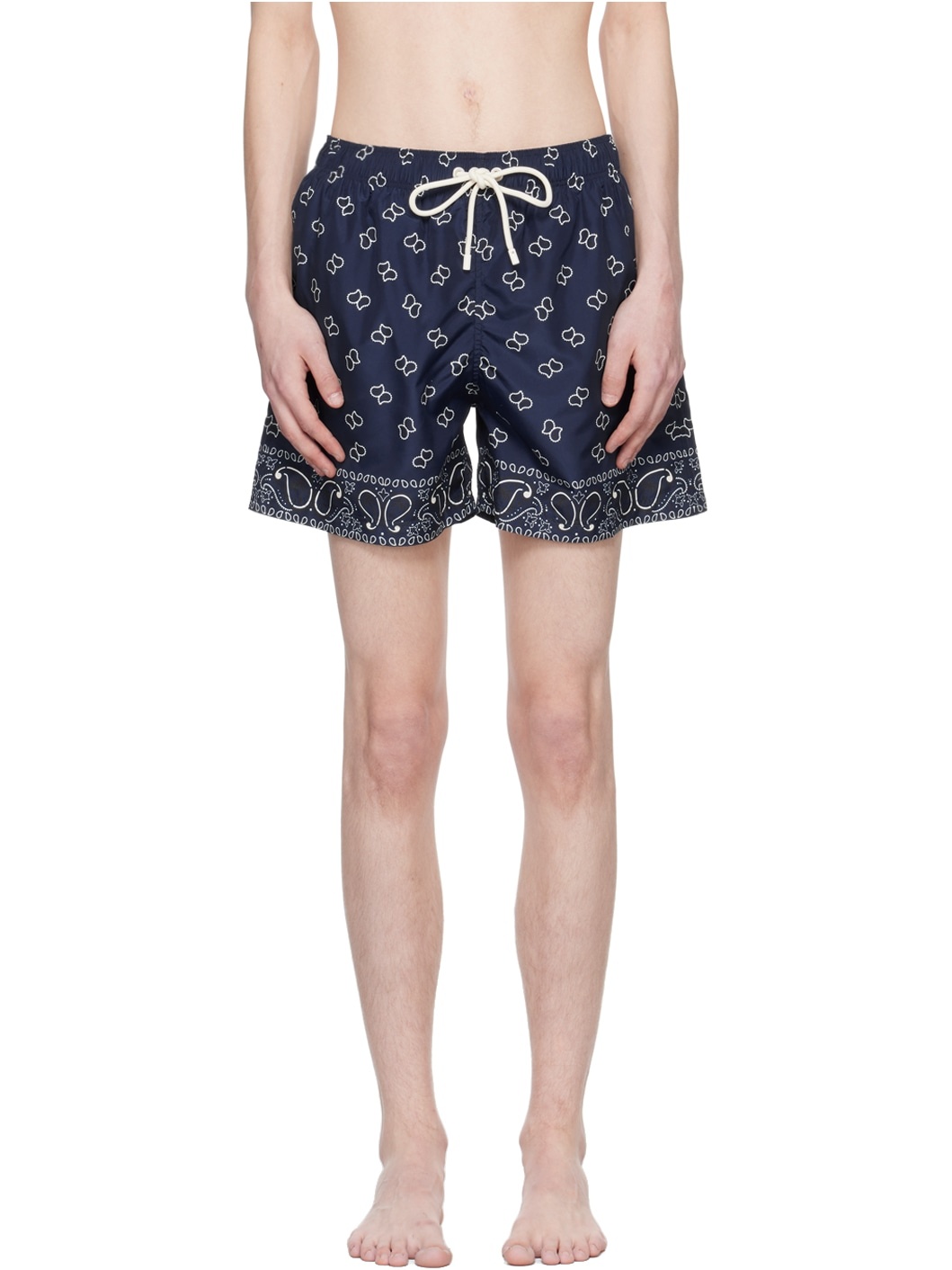 Navy Paisley Swim Shorts - 1