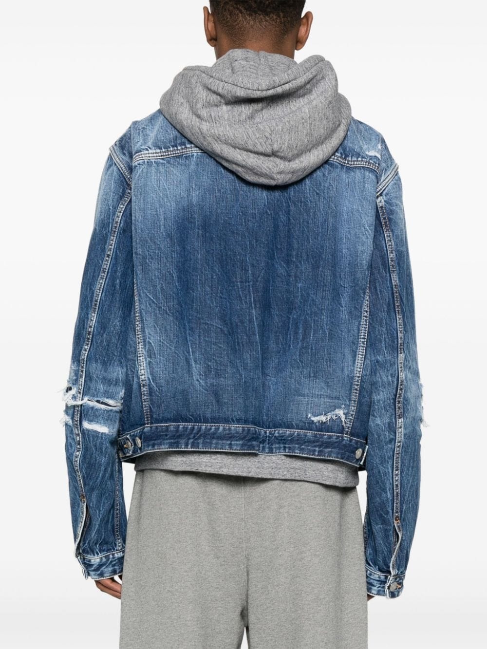 layered-hood denim jacket - 4