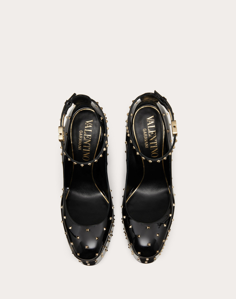 VALENTINO GARAVANI TAN-GO PATENT LEATHER PLATFORM PUMP WITH MICRO STUDS 155MM 4