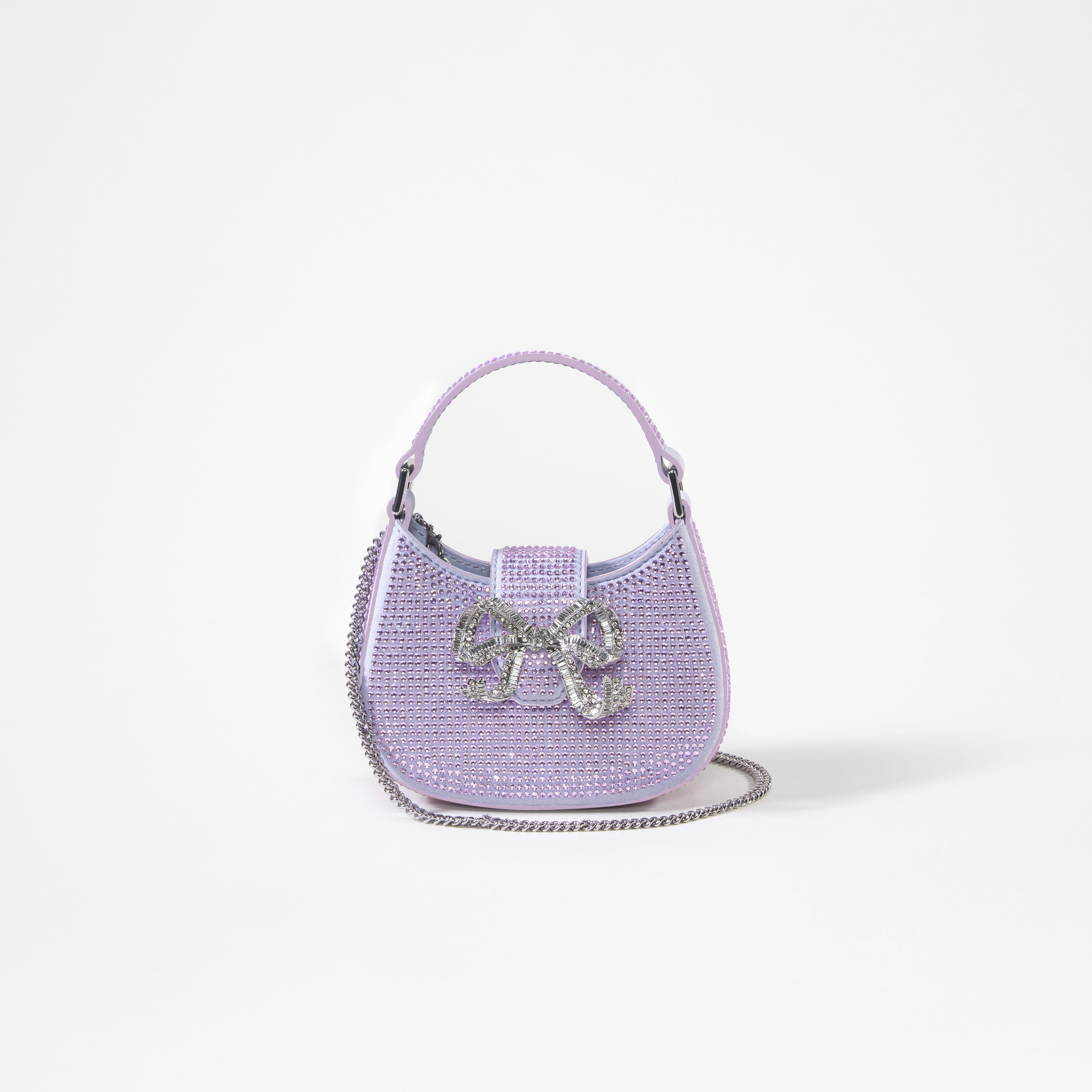 Purple Rhinestone Crescent Bow Micro Bag - 4