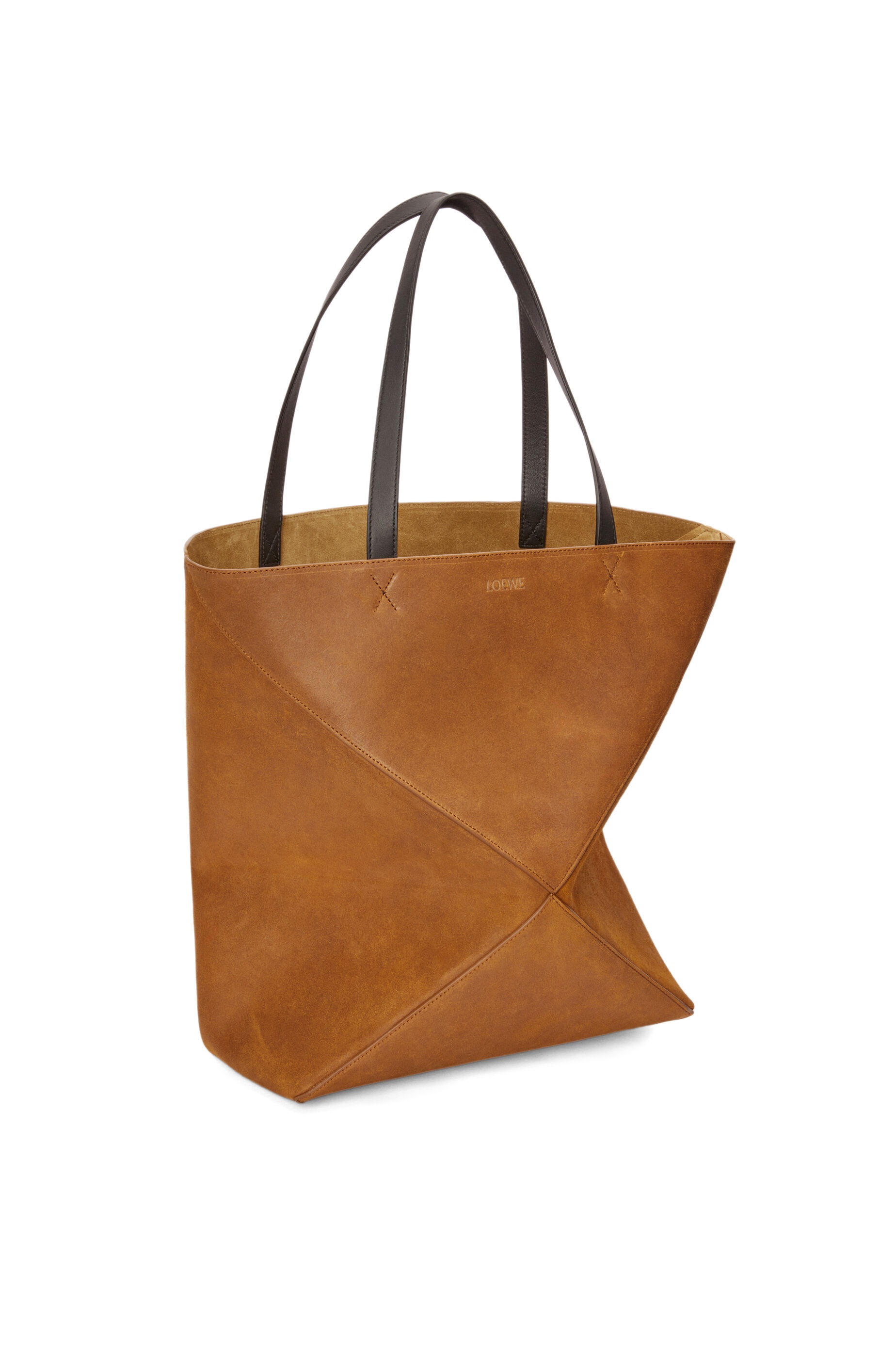 XL Puzzle Fold tote in pressed suede - 2