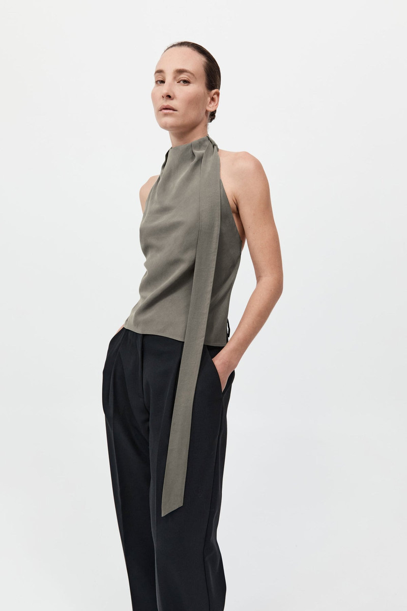 Silk Scarf Top - Smokey Olive 5