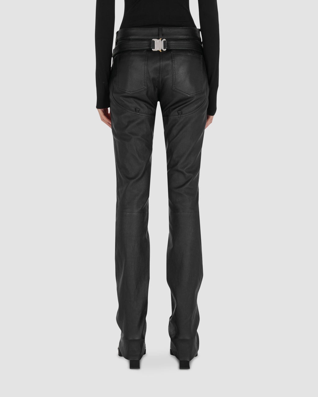 BACK BUCKLE LEATHER PANT - 5