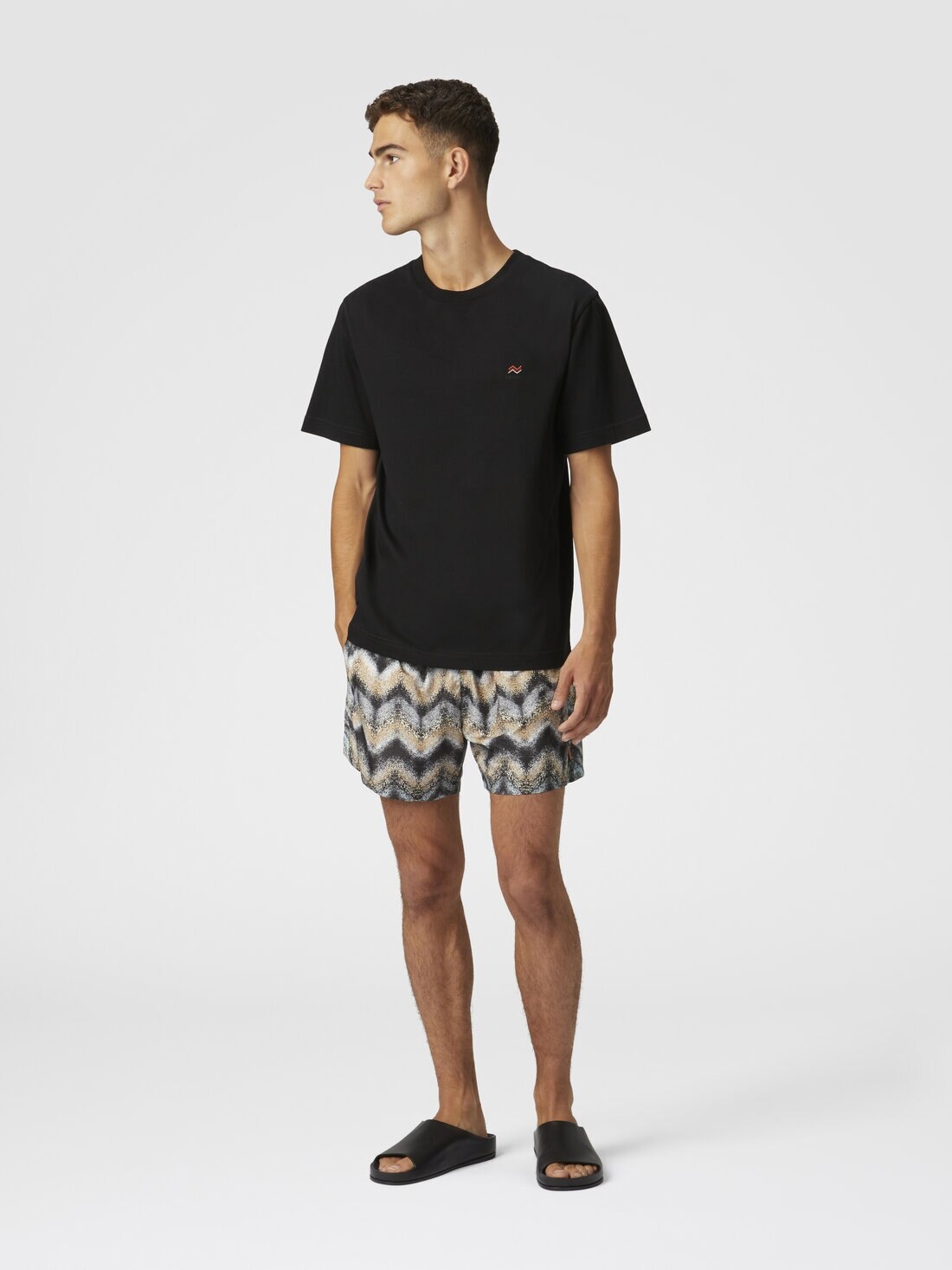 Airbrush-effect zig zag print swim shorts - 2