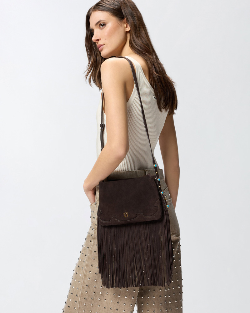 ONE, TWO, THREE BAG SMALL CROSSBODY BAG IN SUEDE WITH FRINGES 5