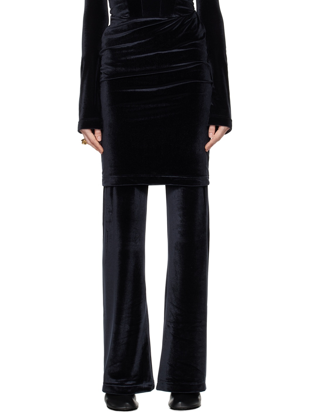 Black Elastic Waist Lounge Pants - 1