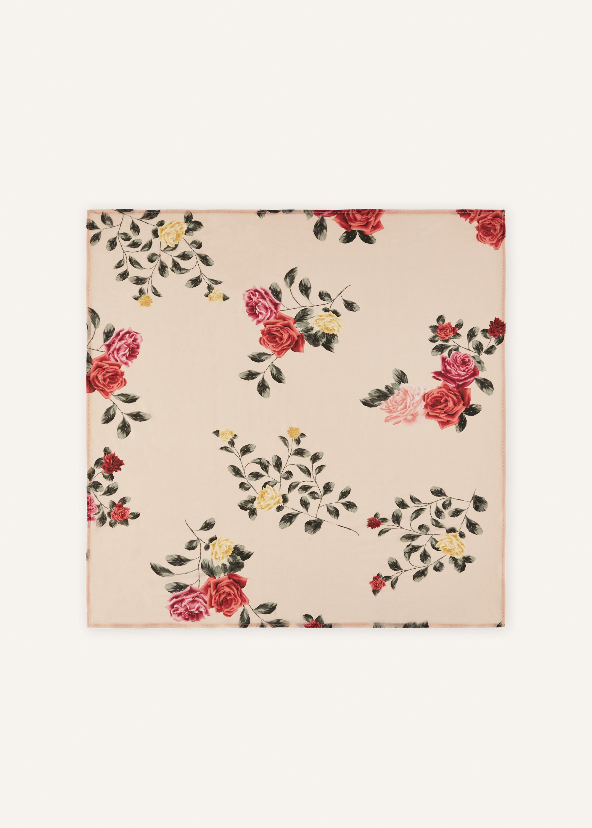 Rose print scarf in beige - 3