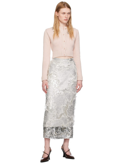 Erdem Silver Layered Midi Skirt outlook