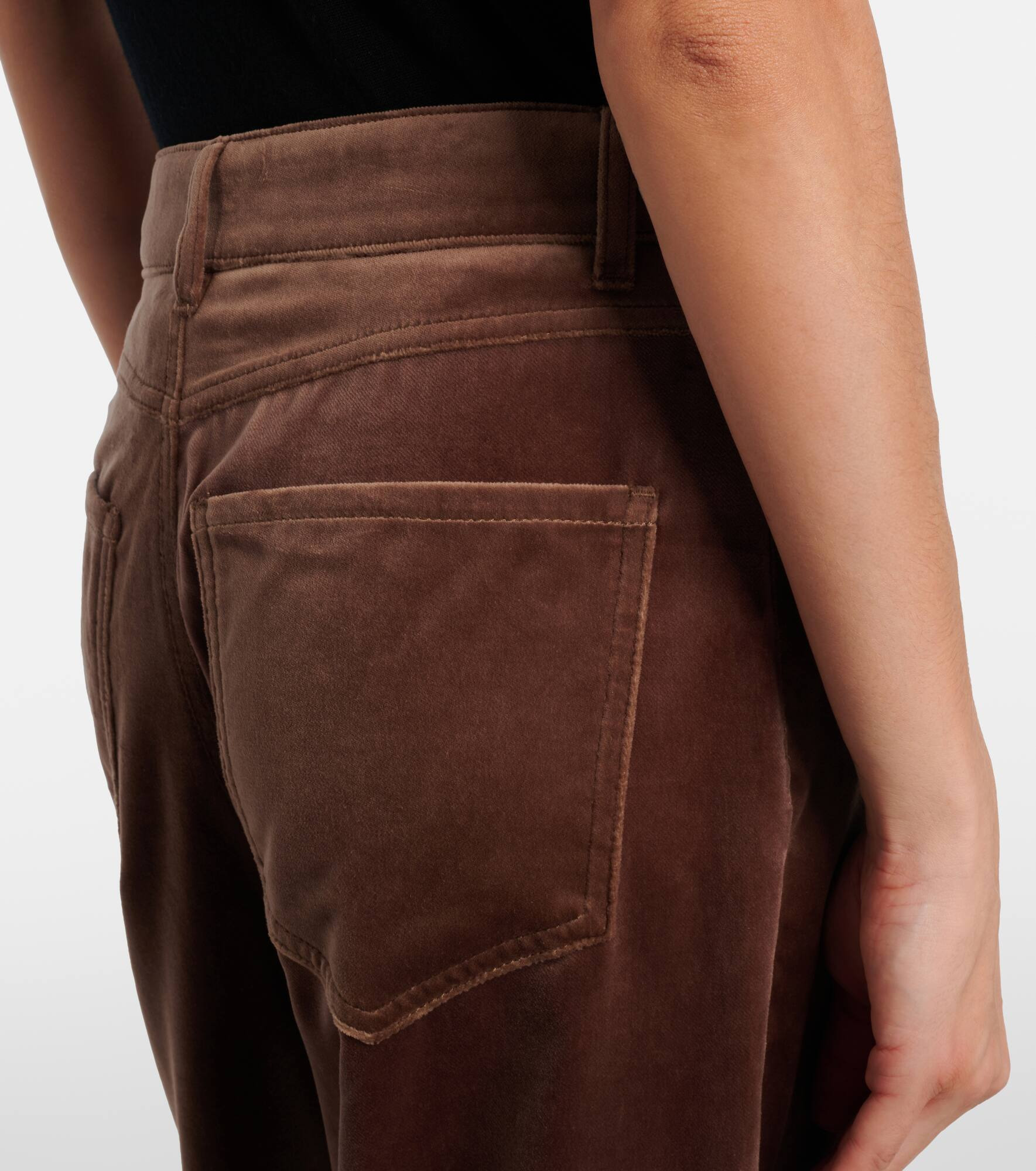 High-rise cotton velvet wide-leg pants - 5