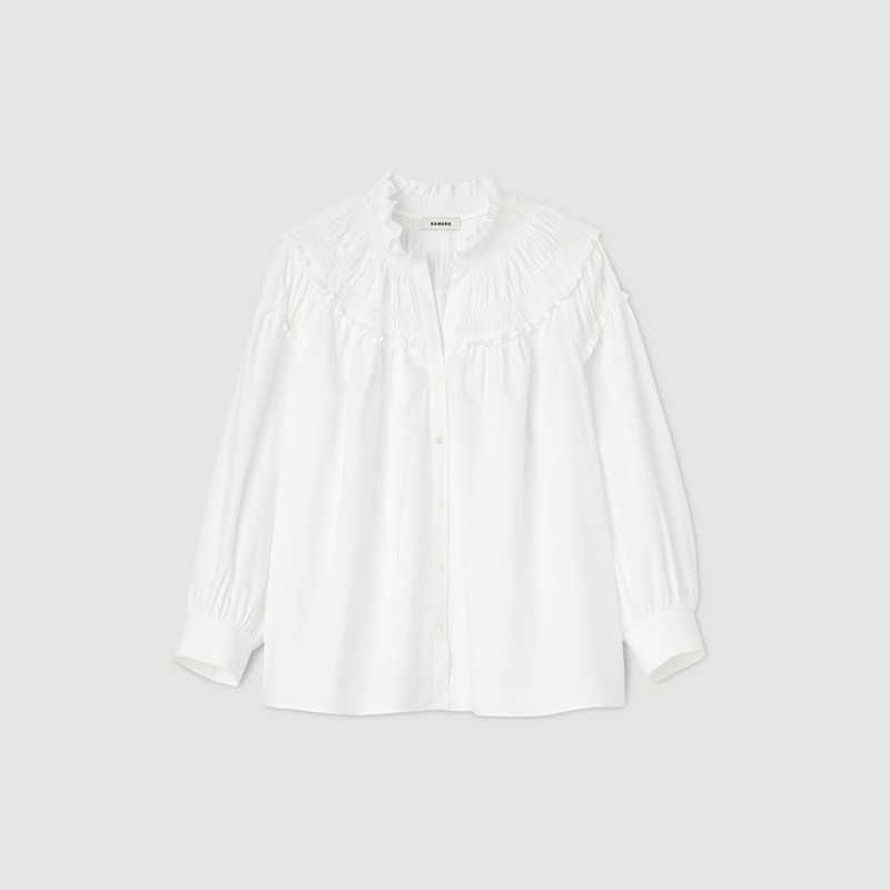 SMOCKED-COLLAR BLOUSE - 1