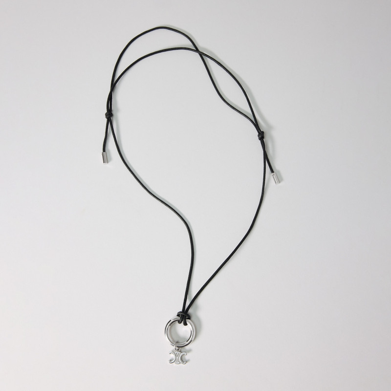 CELINE CHARMS TRIOMPHE NECKLACE IN COTTON AND BRASS WITH RHODIUM FINISH 1