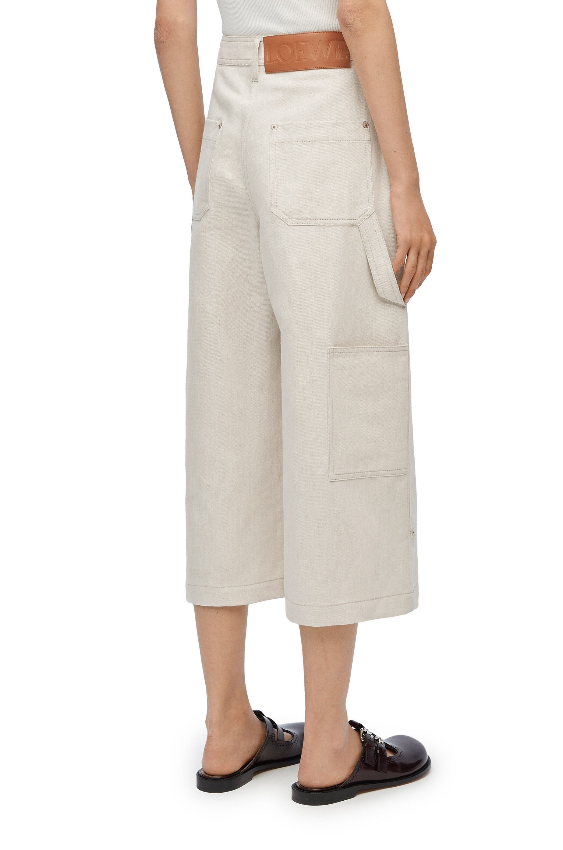 Cropped workwear trousers in cotton and  linen - 4