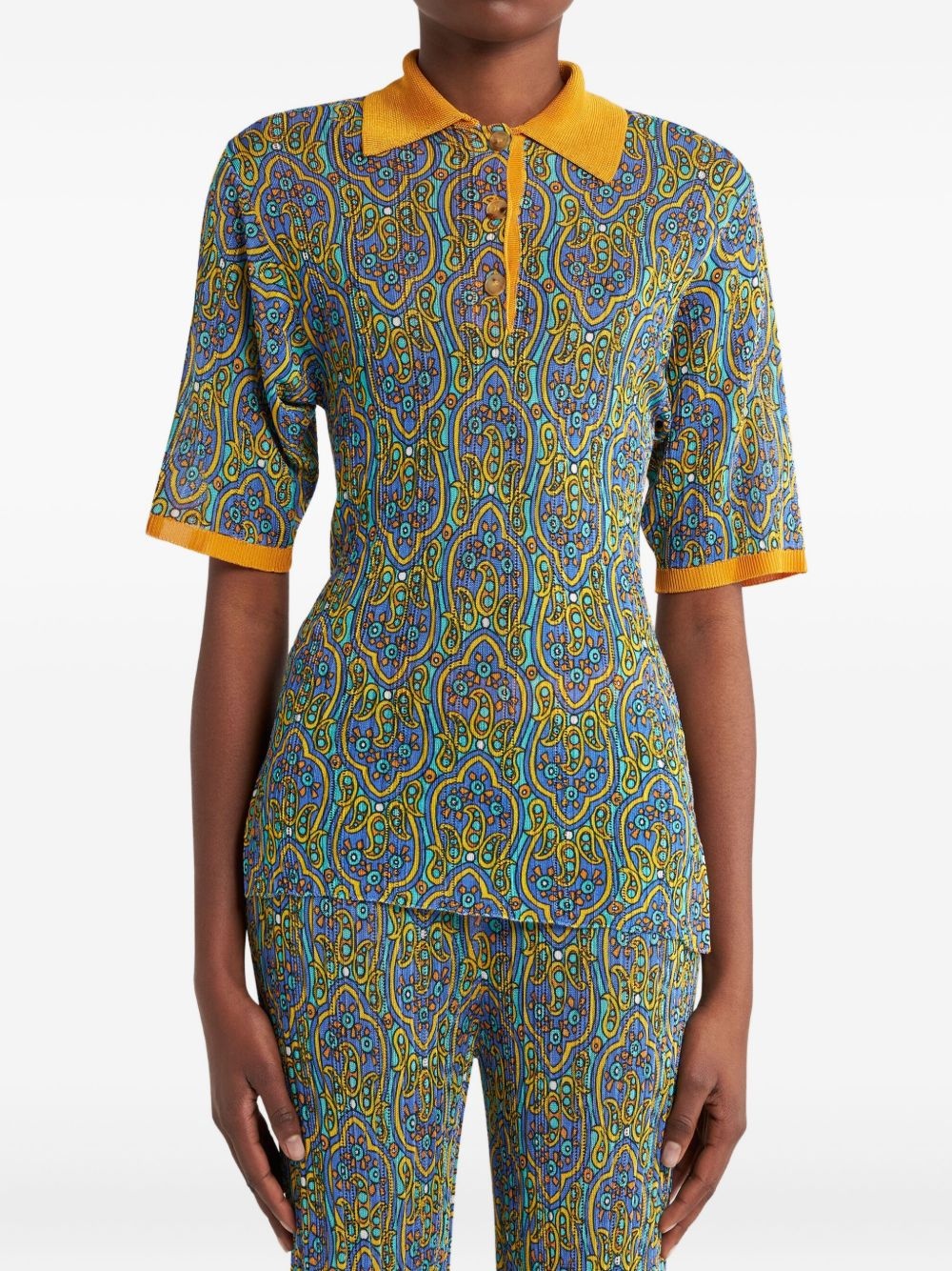 printed knitted polo shirt - 3