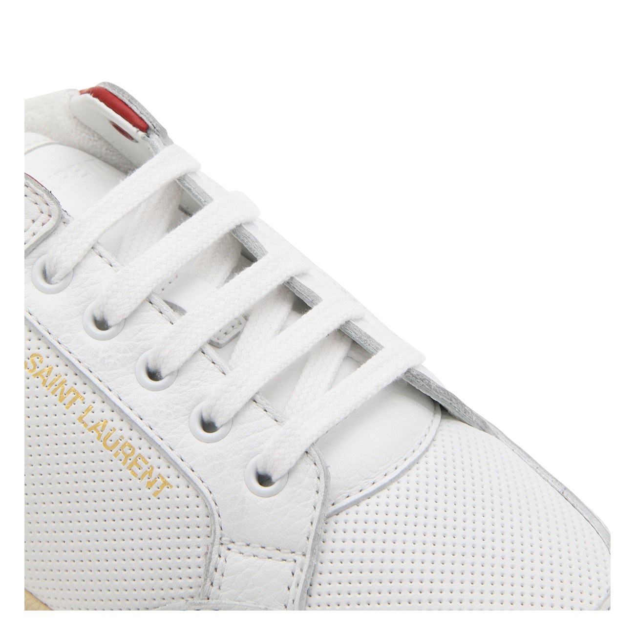 white and red leather sneakers - 4