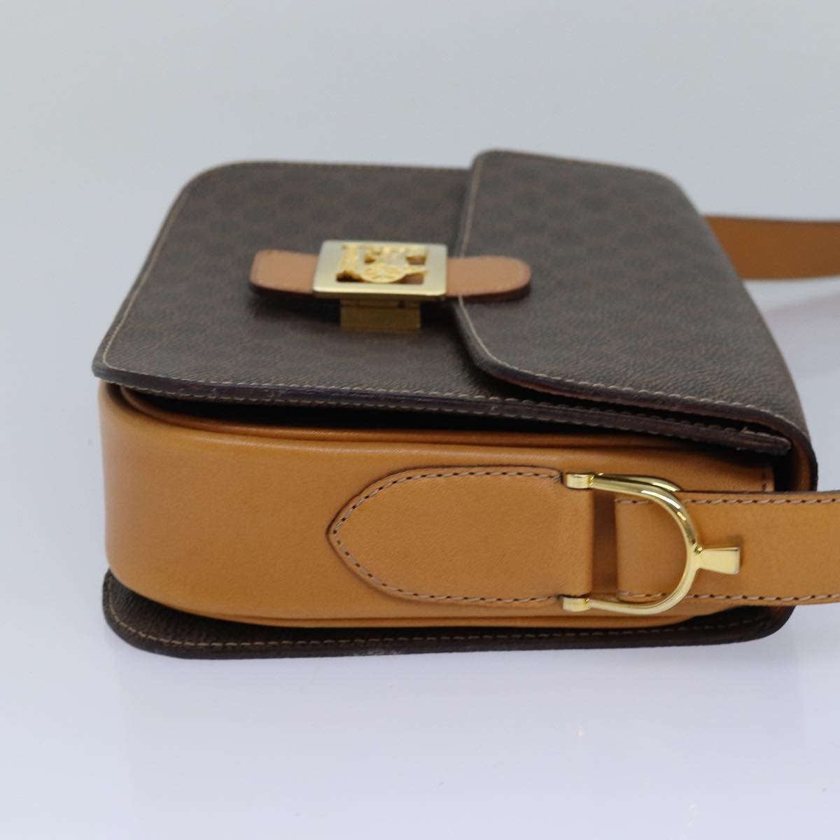 CELINE Macadam Canvas Shoulder Bag Pvc Leather Brown - 4
