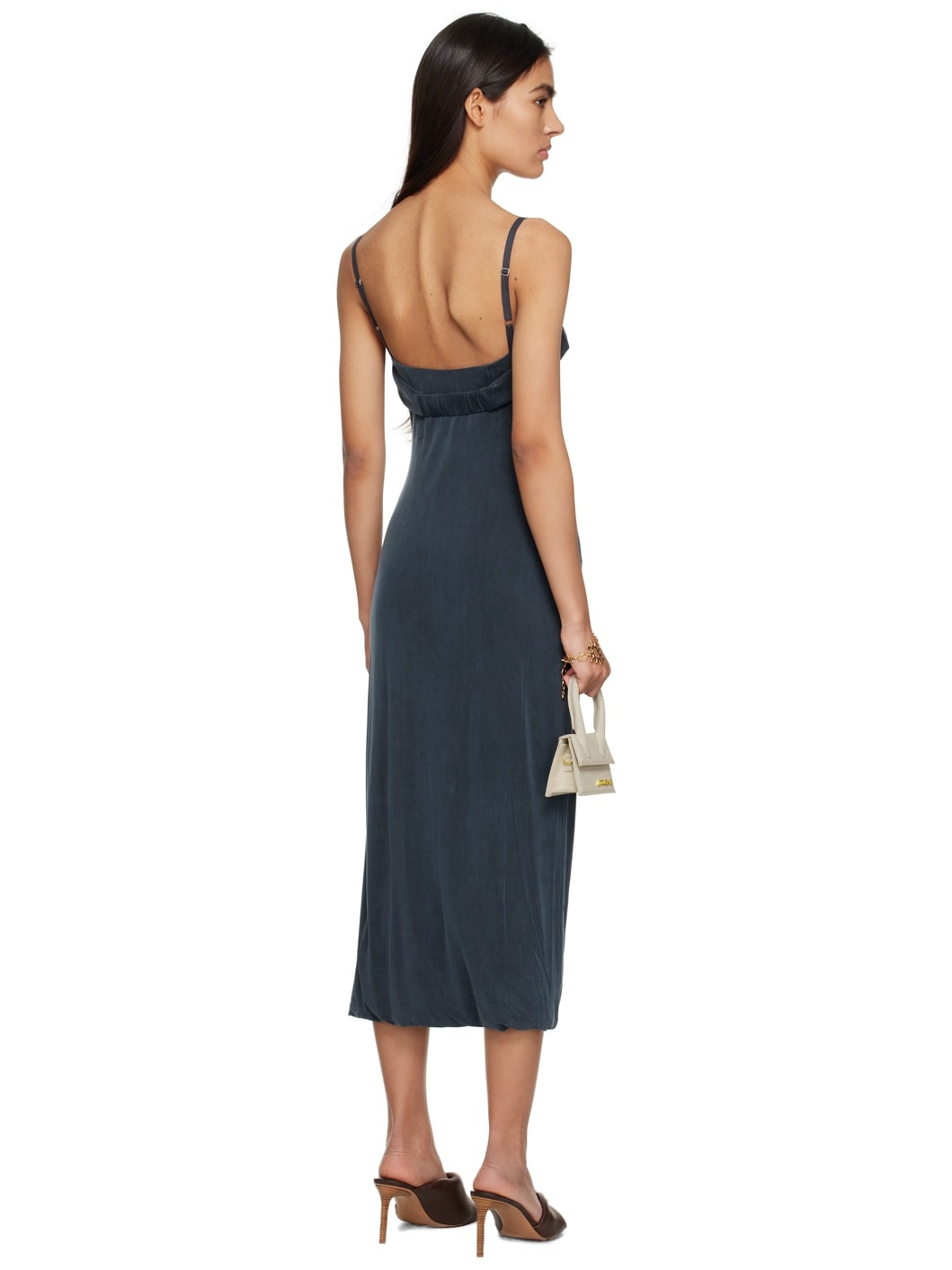 Navy Le Raphia 'La Robe Praia' Midi Dress - 3