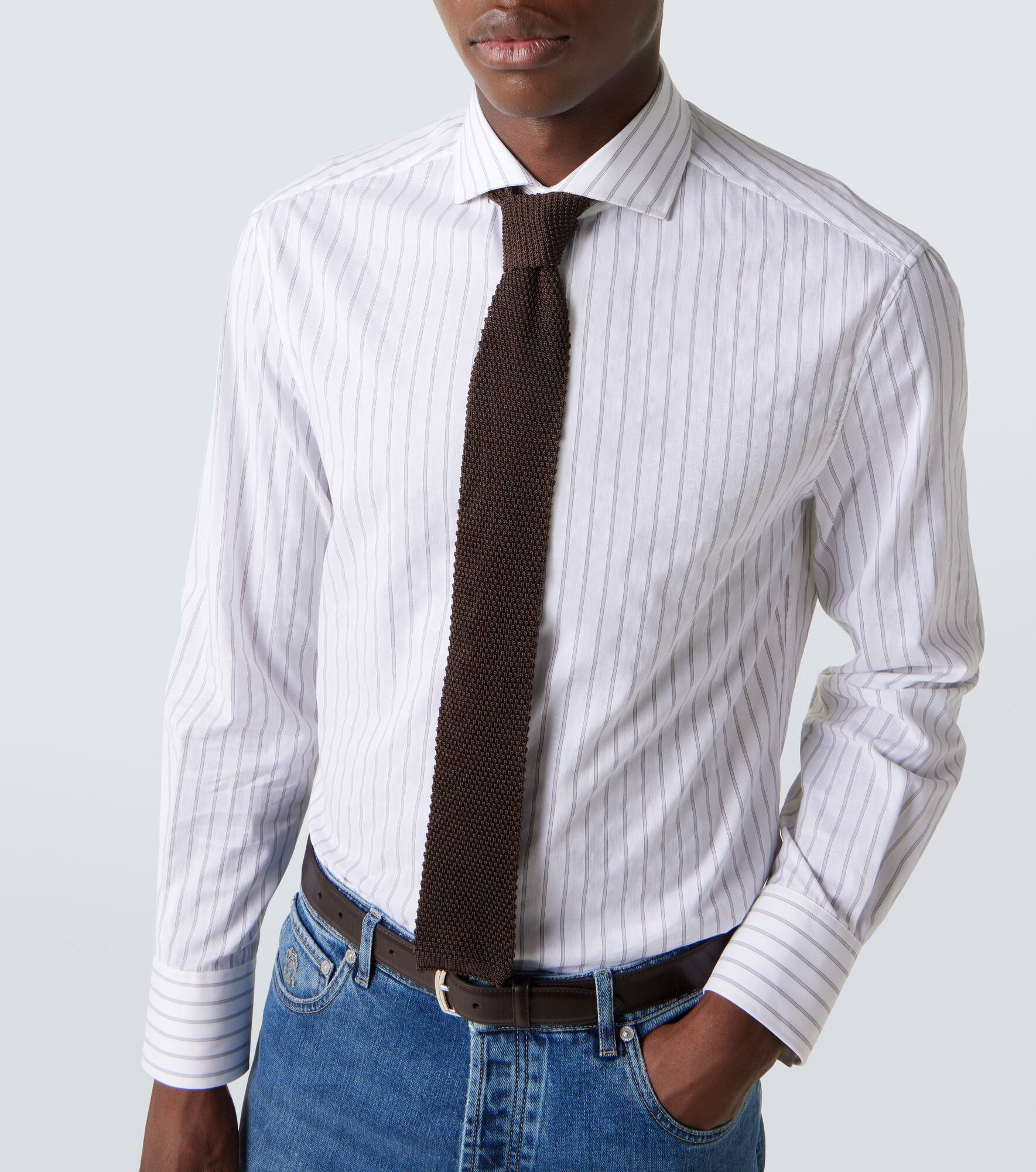 Striped cotton poplin shirt - 6