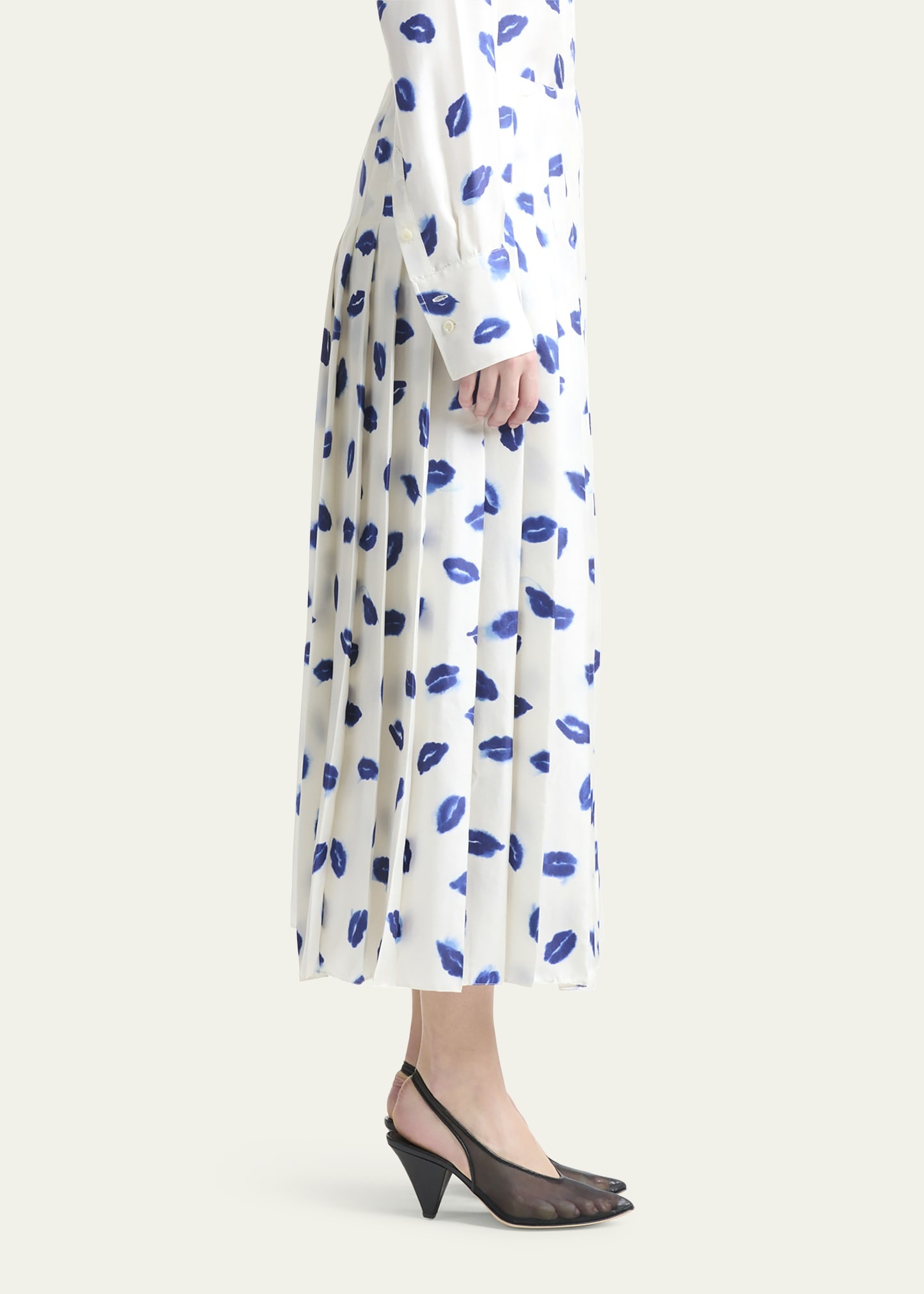 Monti Lip-Print Pleated Maxi Skirt - 4