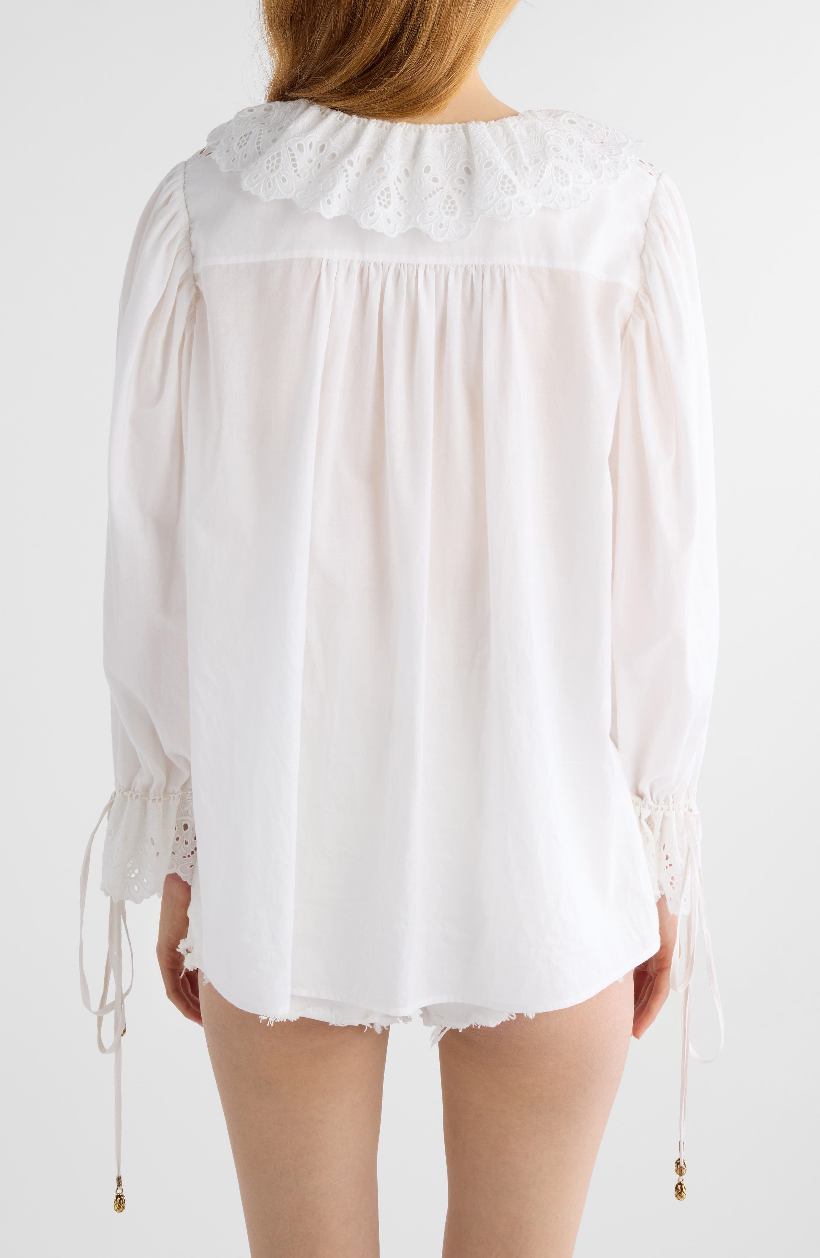 Chloé Ruffle Cotton Voile Top in Iconic Milk at Nordstrom - 3