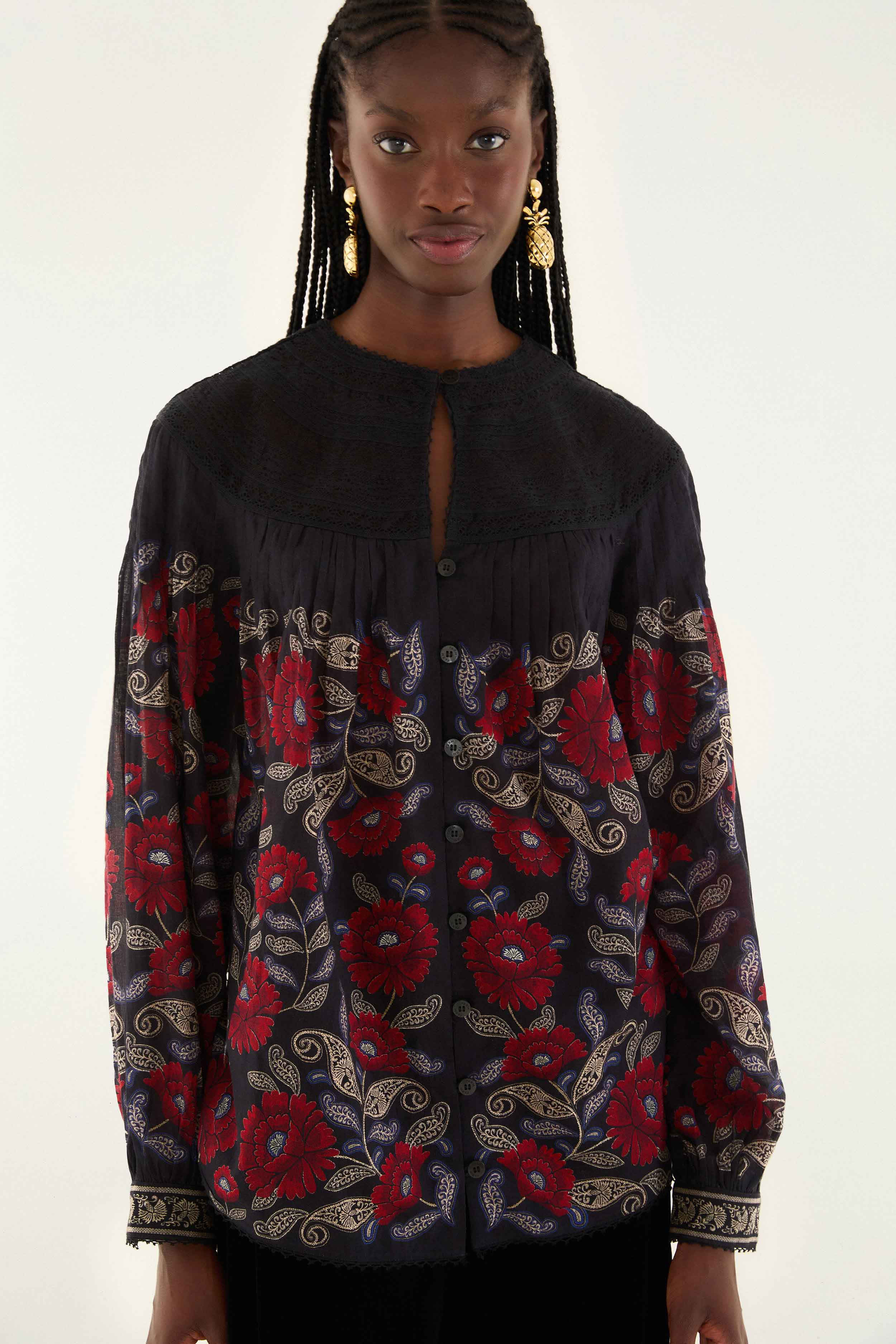 Black Valentina Long Sleeve Blouse - 4