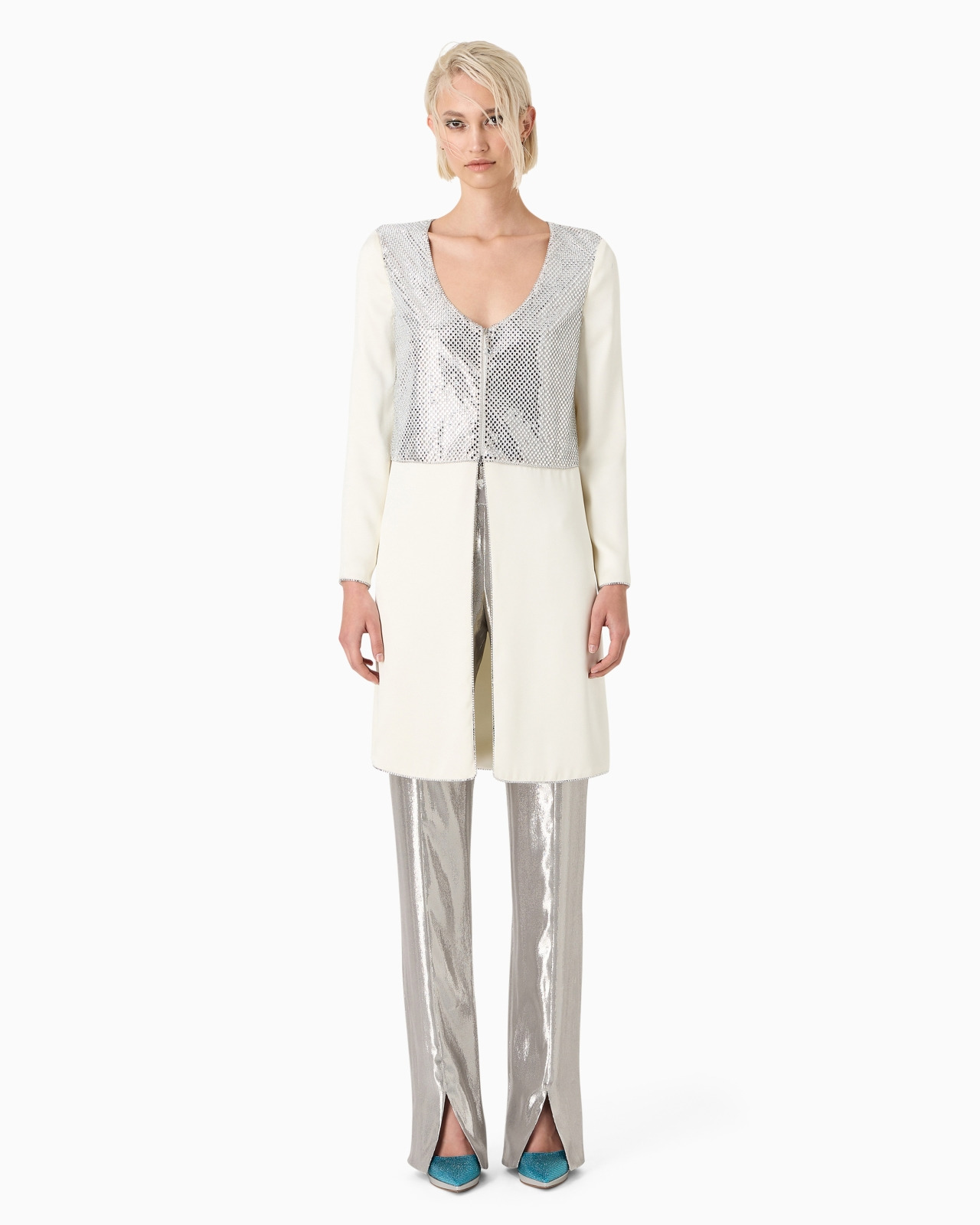 Rhinestone-embroidered silk duster - 2
