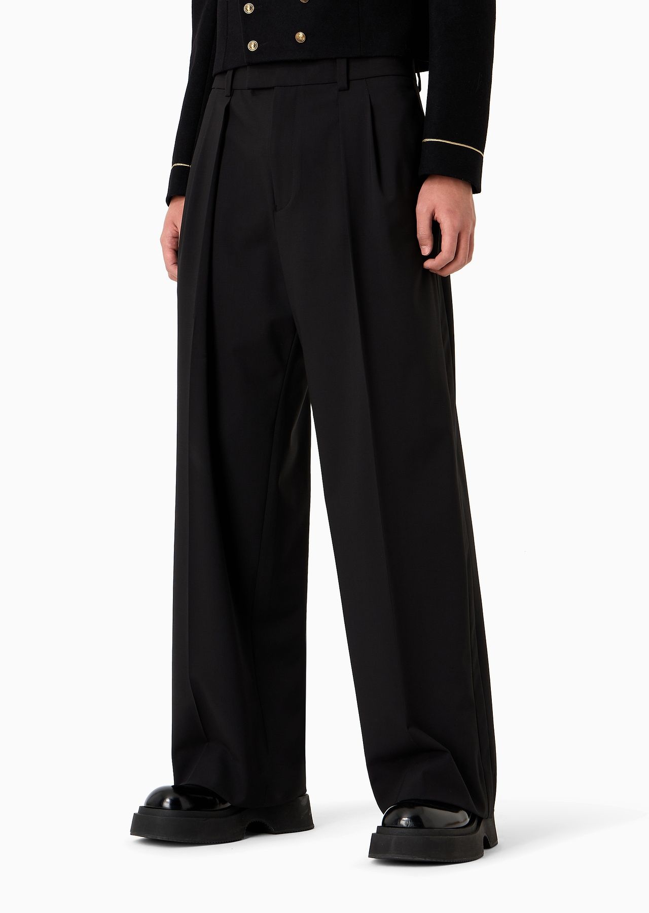 Virgin-wool two-way stretch canvas trousers with darts - 2