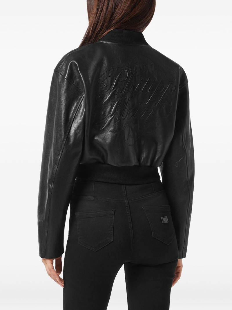 cropped leather bomber jacket 4