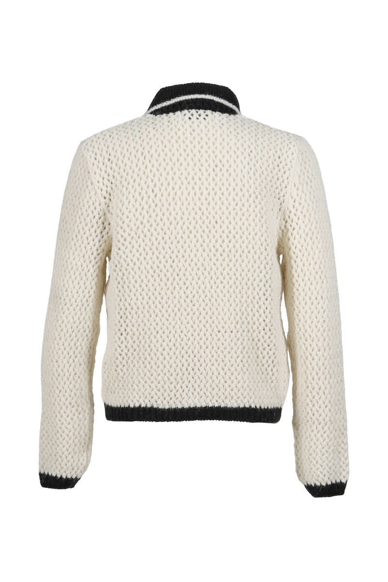 ERNEST W. BAKER CROCHET CONTRAST POCKET CARDIGAN / WHT BLK outlook