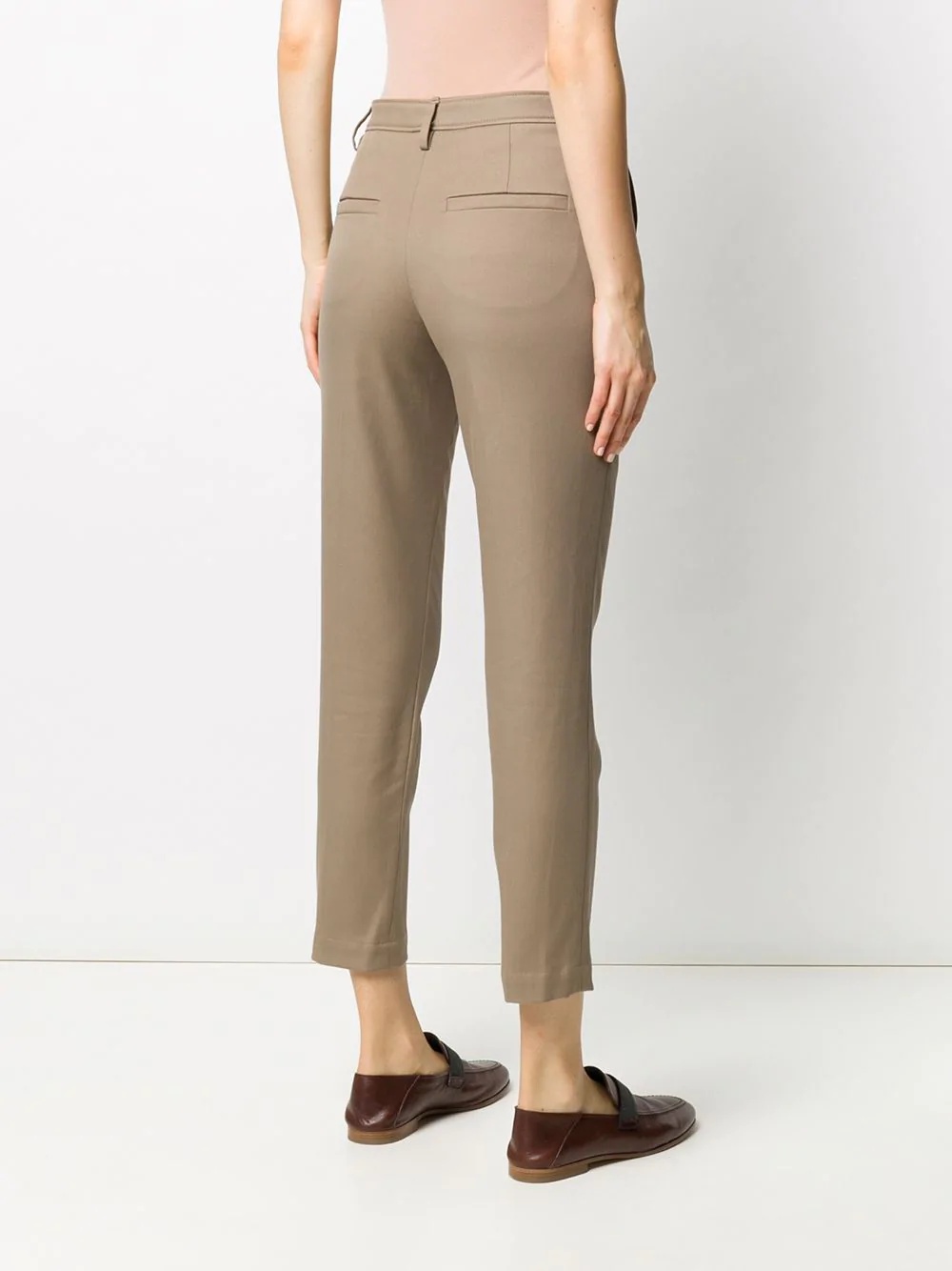 pleat detail slim fit cropped trousers - 4