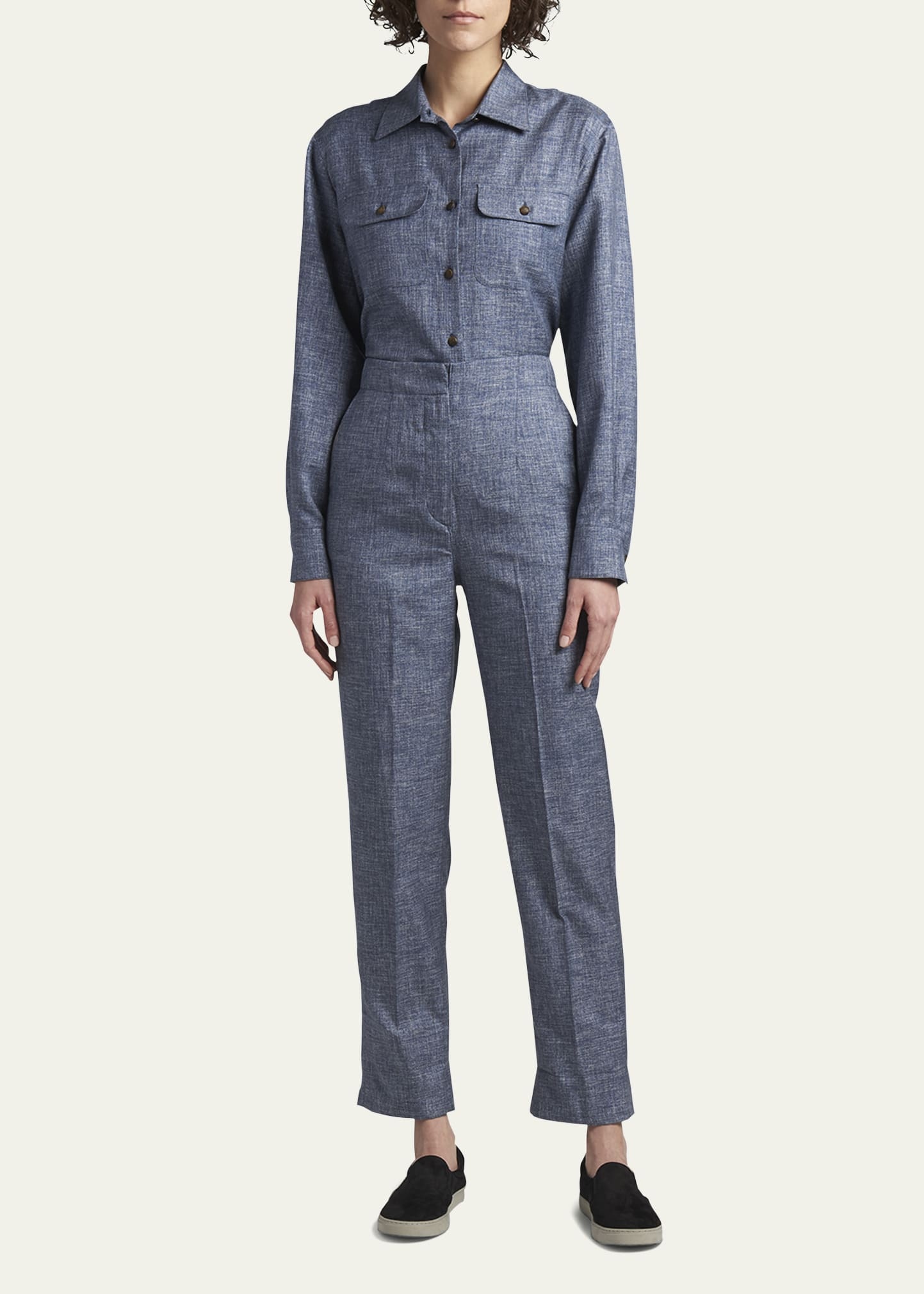 Denim-Effect Silk Pants - 2