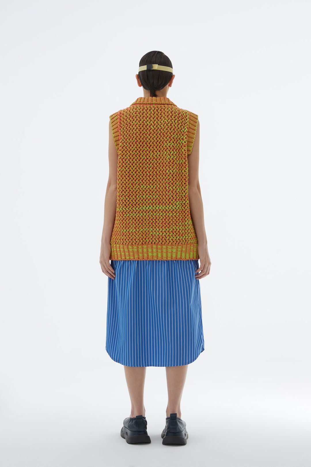 ORANGE & AZURE KNIT POLO DRESS - 4
