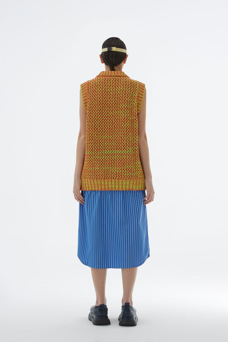 ORANGE & AZURE KNIT POLO DRESS 4