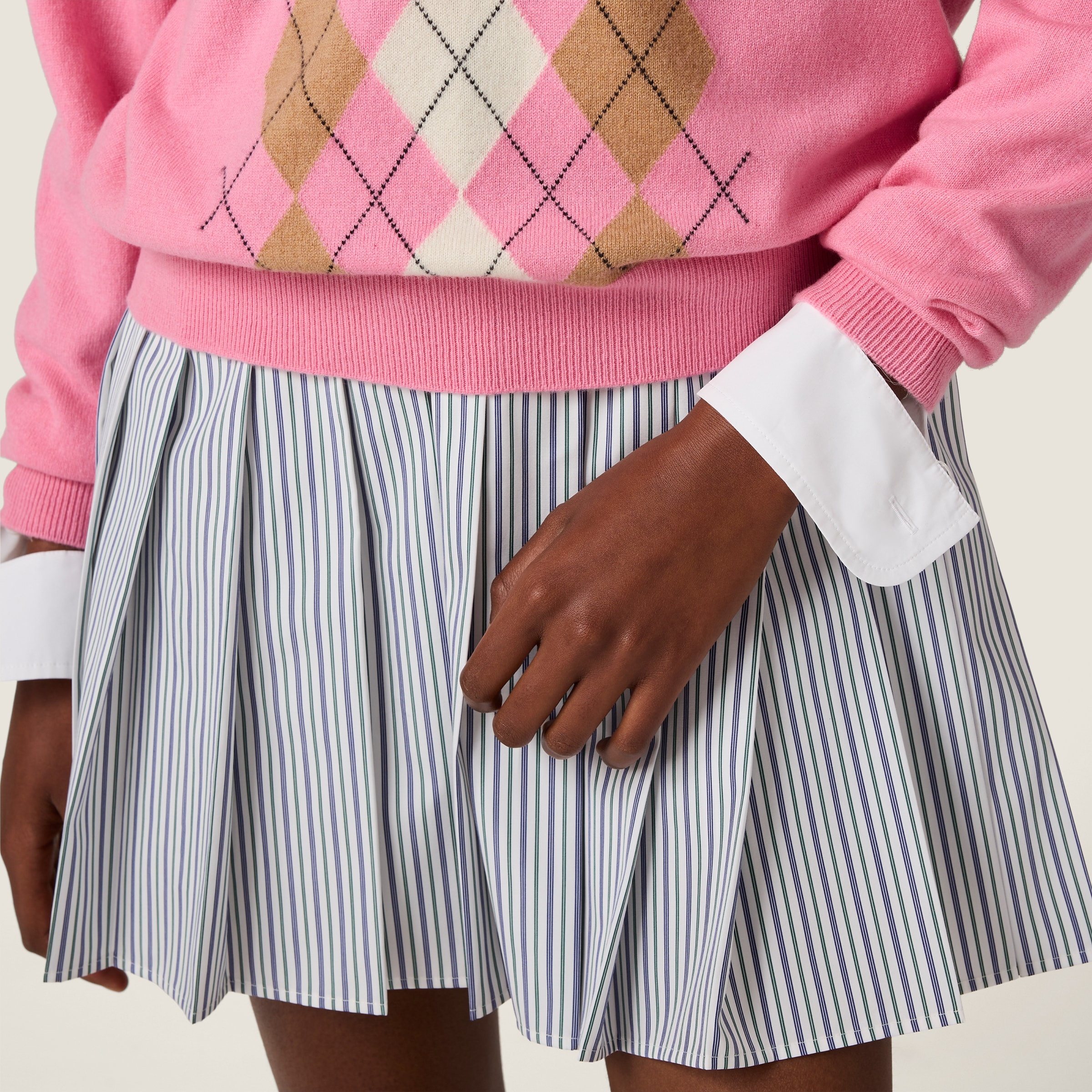 Pleated striped poplin mini-dress - 5